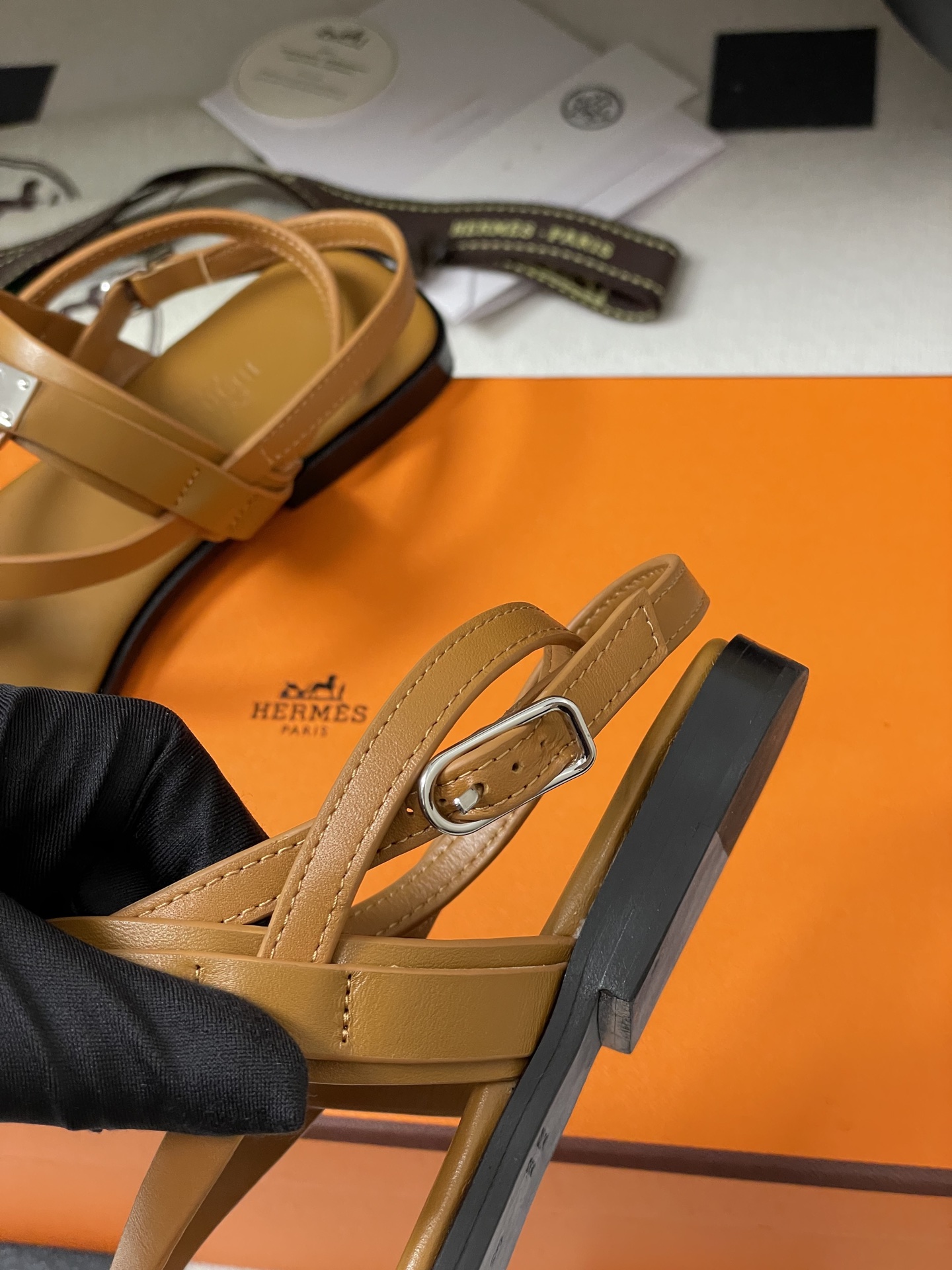 Hermes June Sandal: Kelly Buckle Leather Strappy Sandals for Women 9 i1745877721981 3440 0 3