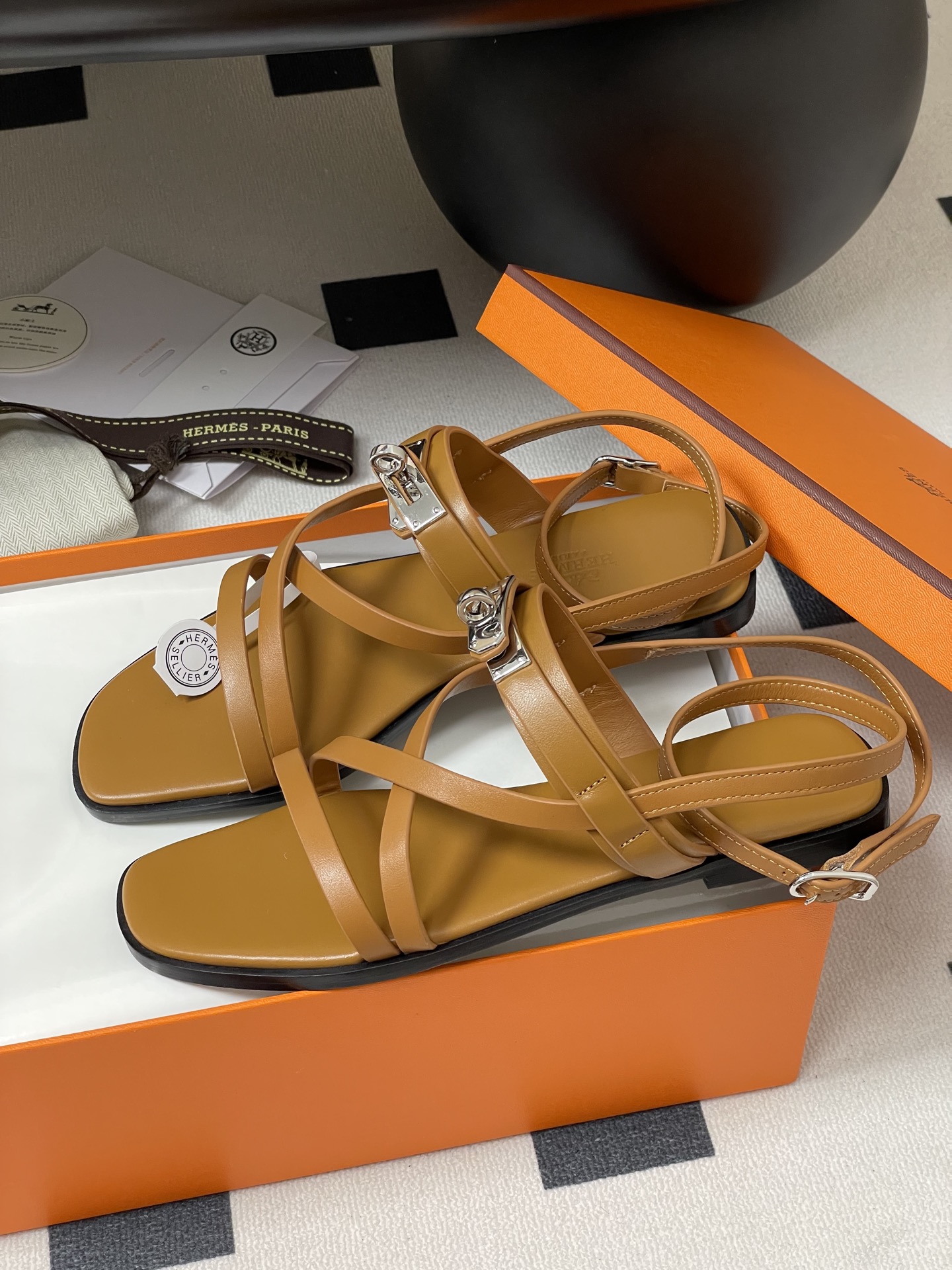 Hermes June Sandal: Kelly Buckle Leather Strappy Sandals for Women 5 i1745877723458 6092 0 4