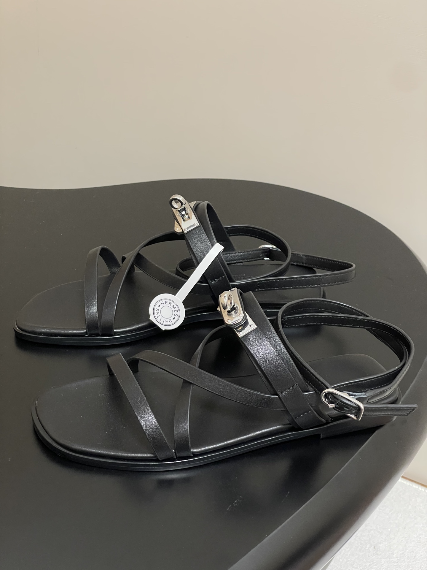 Hermes June Sandal Black Leather Kelly Buckle Detail, Summer Essential 4 i1745877783823 2298 0 8