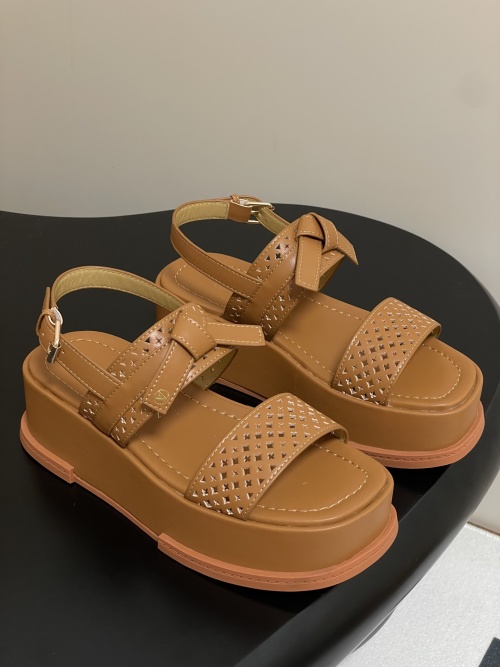 Louis Vuitton Maya Flatform Sandals - Monogram Leather, Comfortable & Stylish