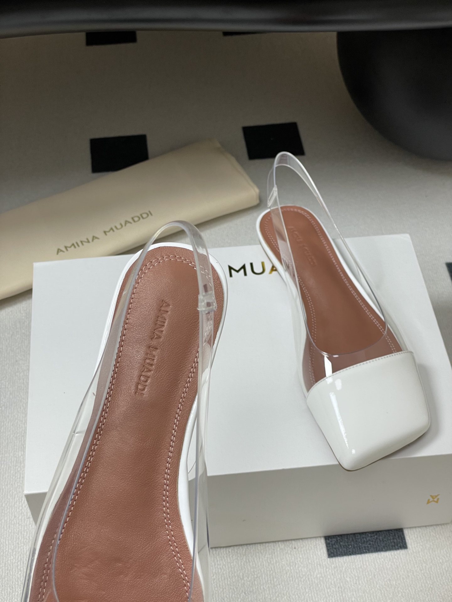 Amina Muaddi Women's Square Toe Ballet Flats Comfortable Clear Sandals 8 i1746559358746 5355 0 6