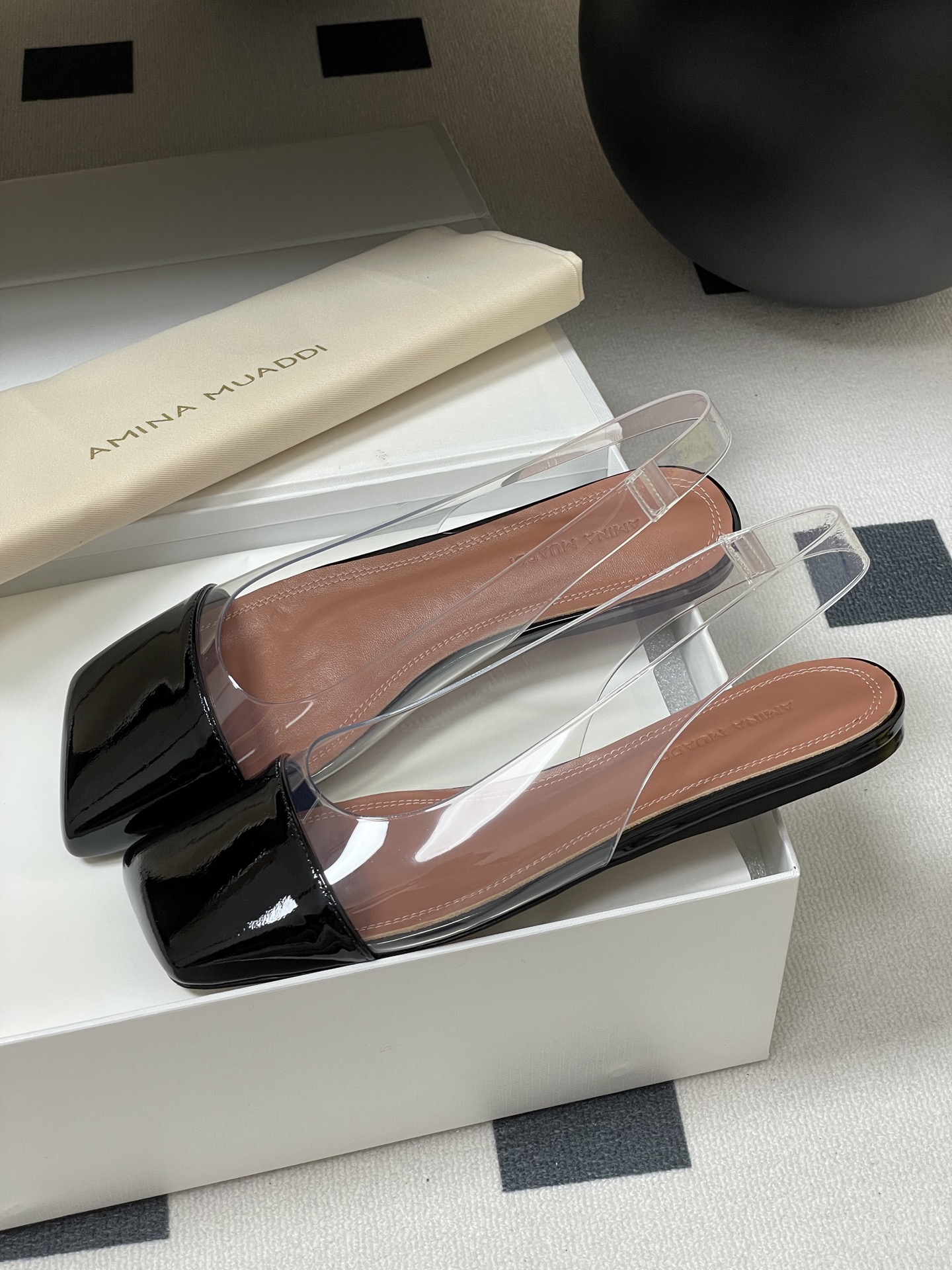 Amina Muaddi Women's Slingback Ballerinas with Patent Leather Toe Cap 5 i1746559369526 4246 0 4