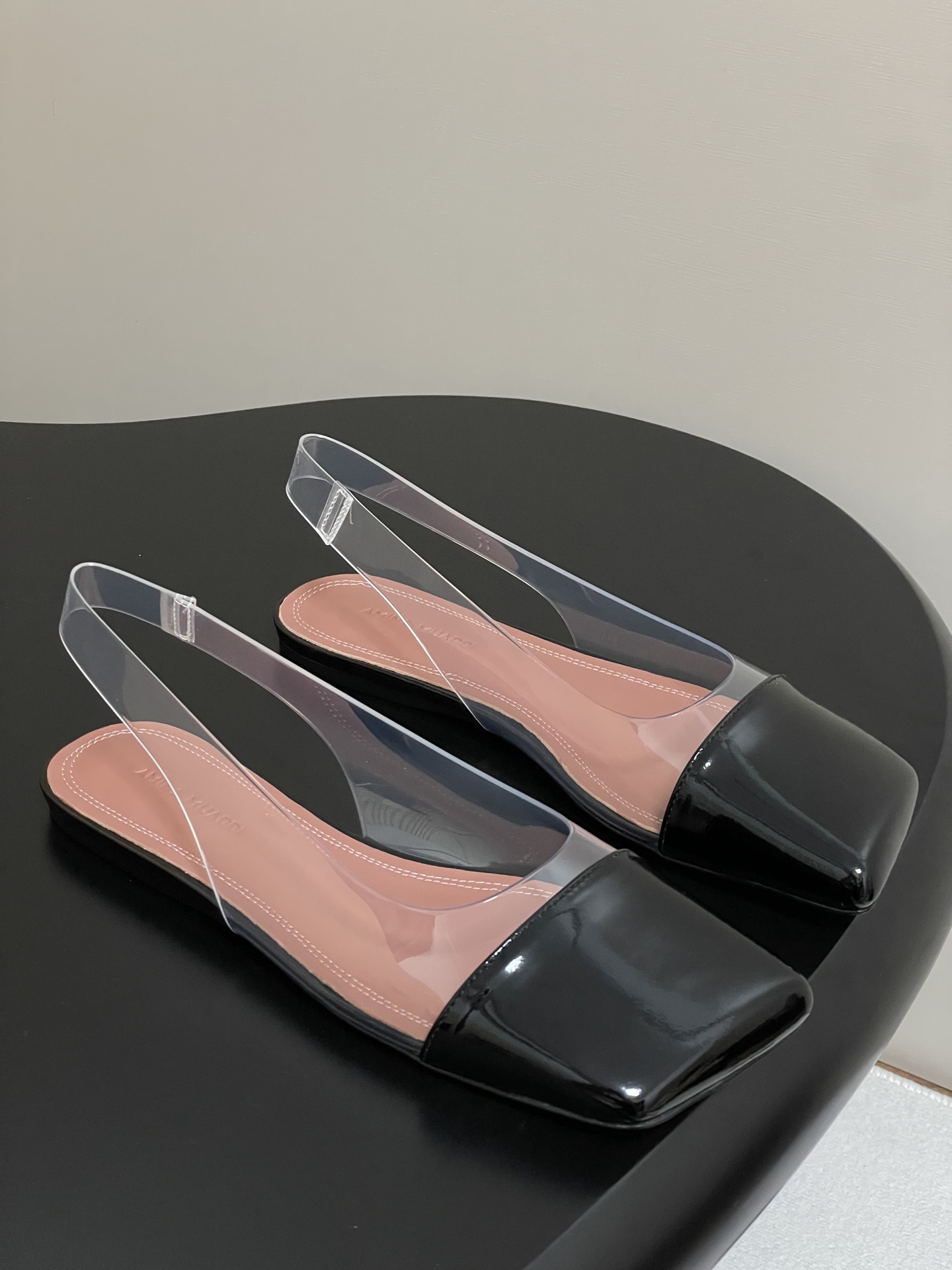 Amina Muaddi Women's Slingback Ballerinas with Patent Leather Toe Cap 1 Amina Muaddi Women's Slingback Ballerinas with Patent Leather Toe Cap