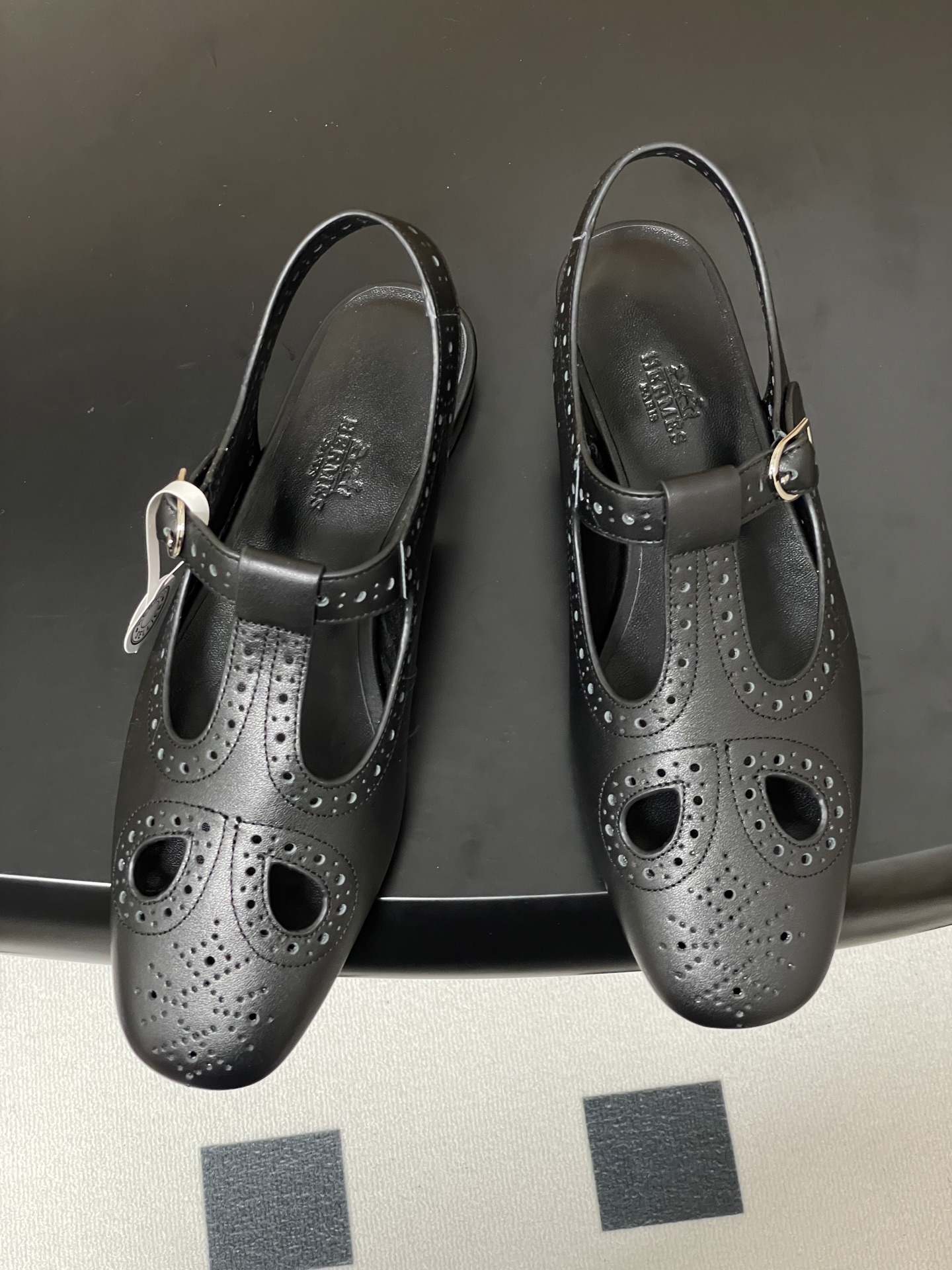Hermes Khea Derbies: Vintage Mary Jane Leather Shoes with Brogue Detailing 3 i1746642126140 2457 0 2
