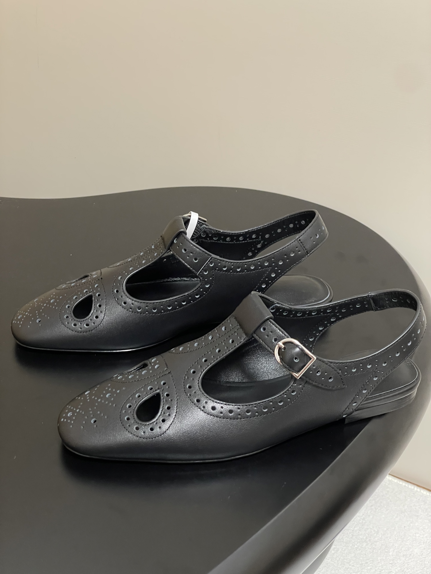 Hermes Khea Derbies: Vintage Mary Jane Leather Shoes with Brogue Detailing 4 i1746642126294 8461 0 1