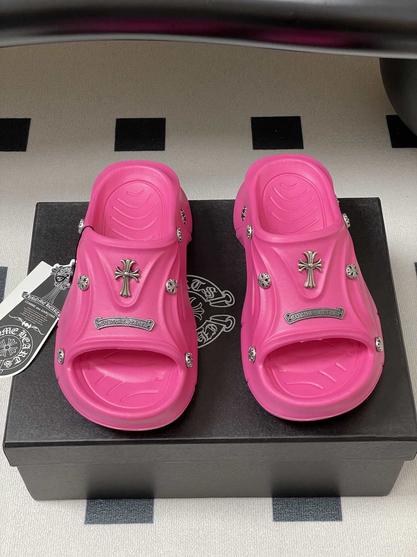 Trendy Chromehearts Punk Slippers: Y2K Style, 7cm High, Korean Version. - 图片 5
