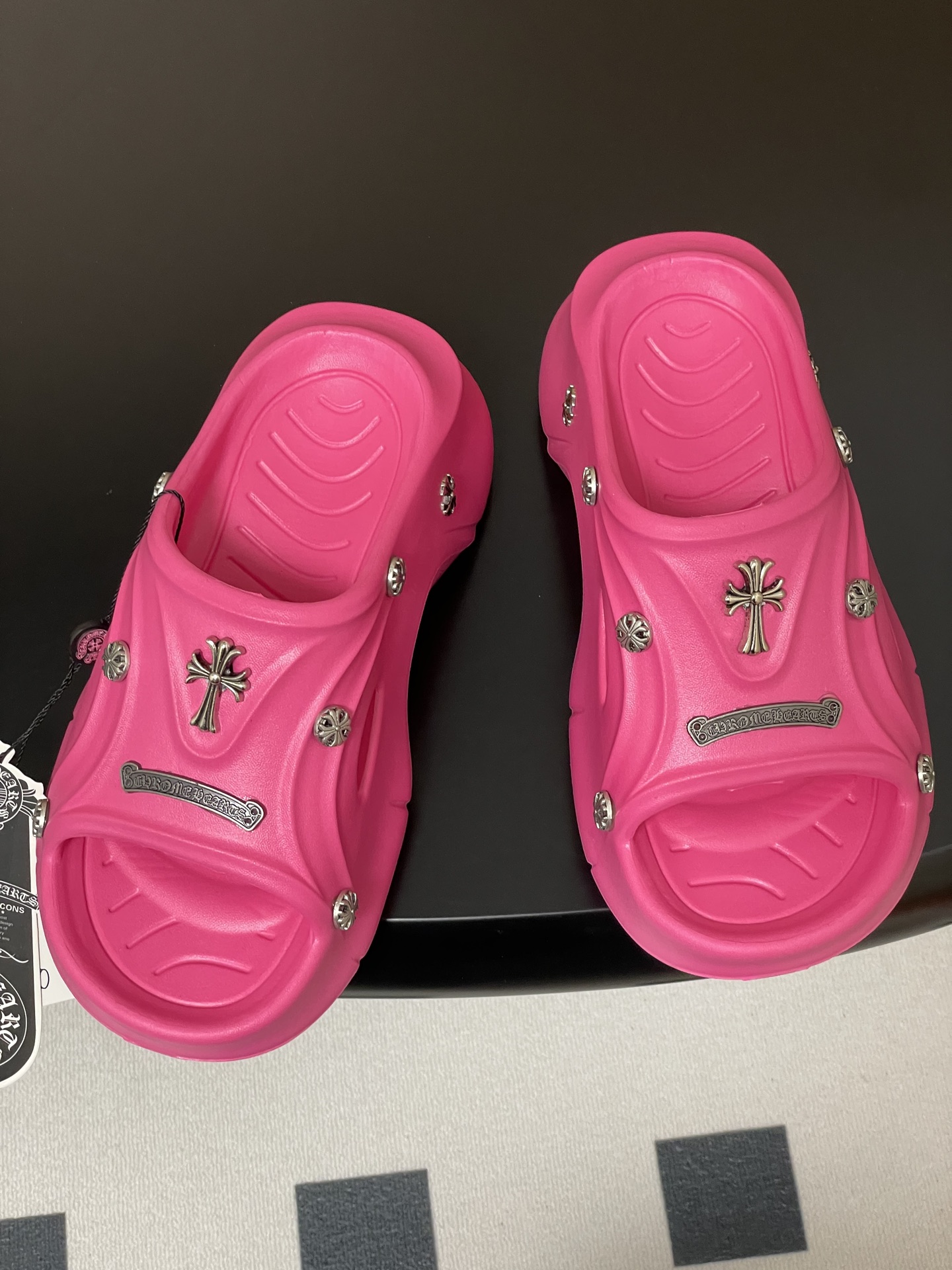 Trendy Chromehearts Punk Slippers: Y2K Style, 7cm High, Korean Version. - 图片 2