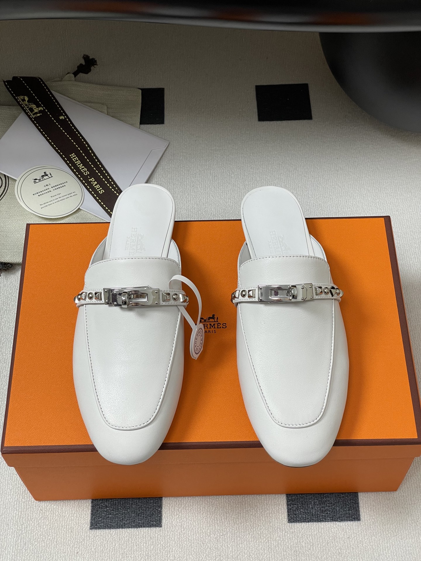 Hermès Hermes 爱马仕 H家 Oz铆钉穆勒鞋 Kelly扣包头半拖鞋 H 半拖 25ss新版面