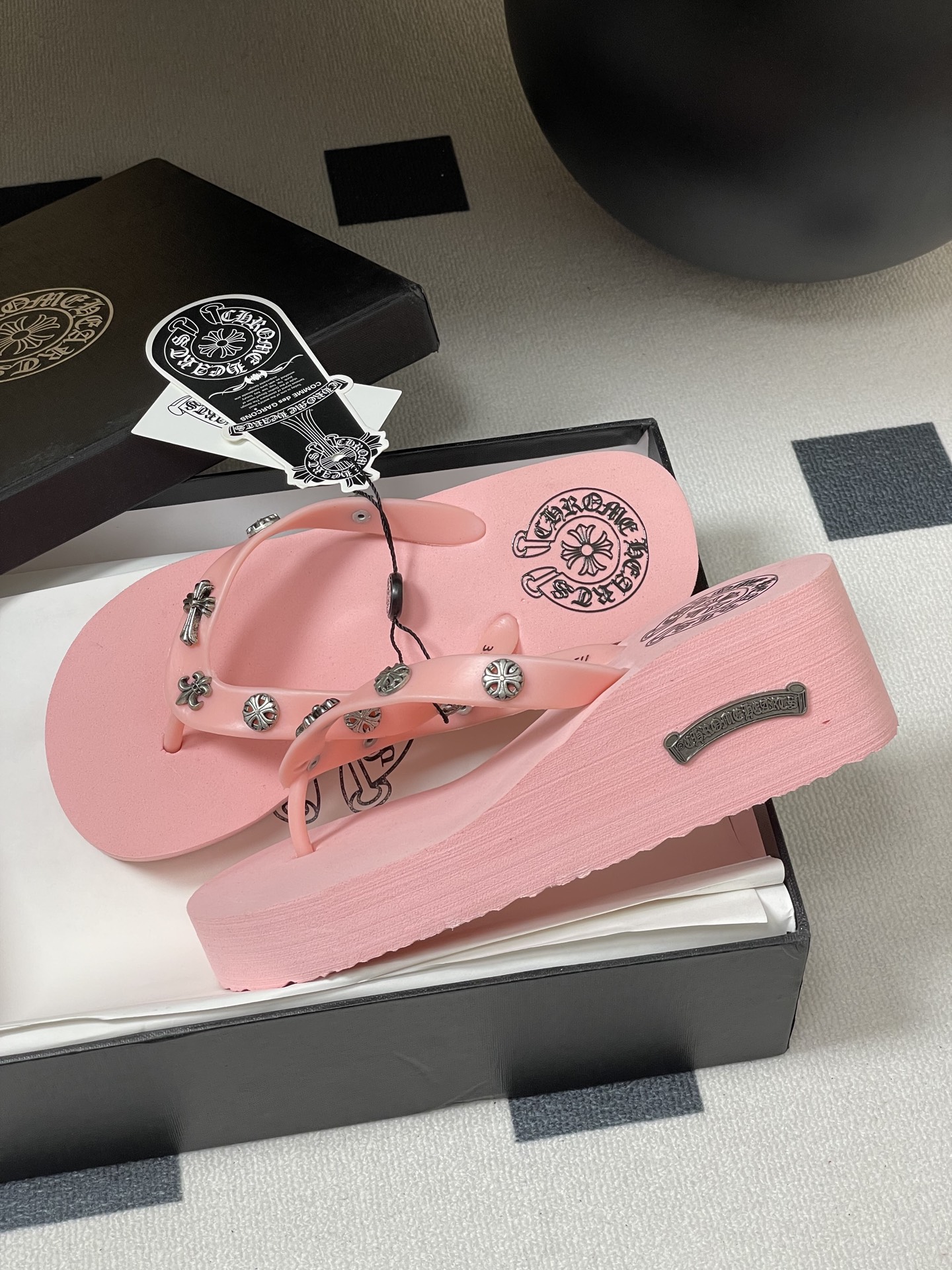 Chromehearts Punk Slippers: Y2K Style, 7cm High, Korean Version for Lazy Summer. - 图片 4