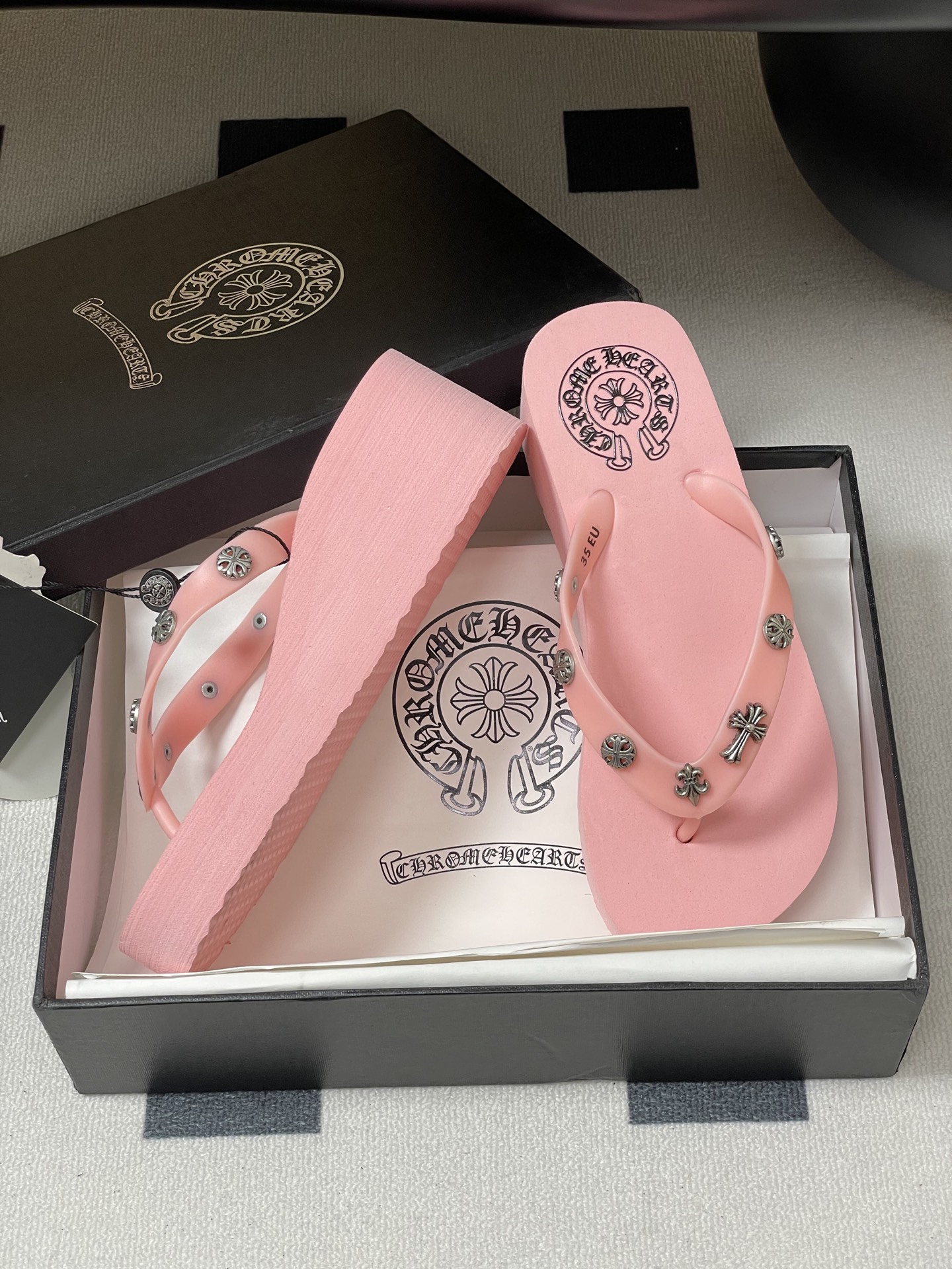 Chromehearts Punk Slippers: Y2K Style, 7cm High, Korean Version for Lazy Summer. - 图片 6