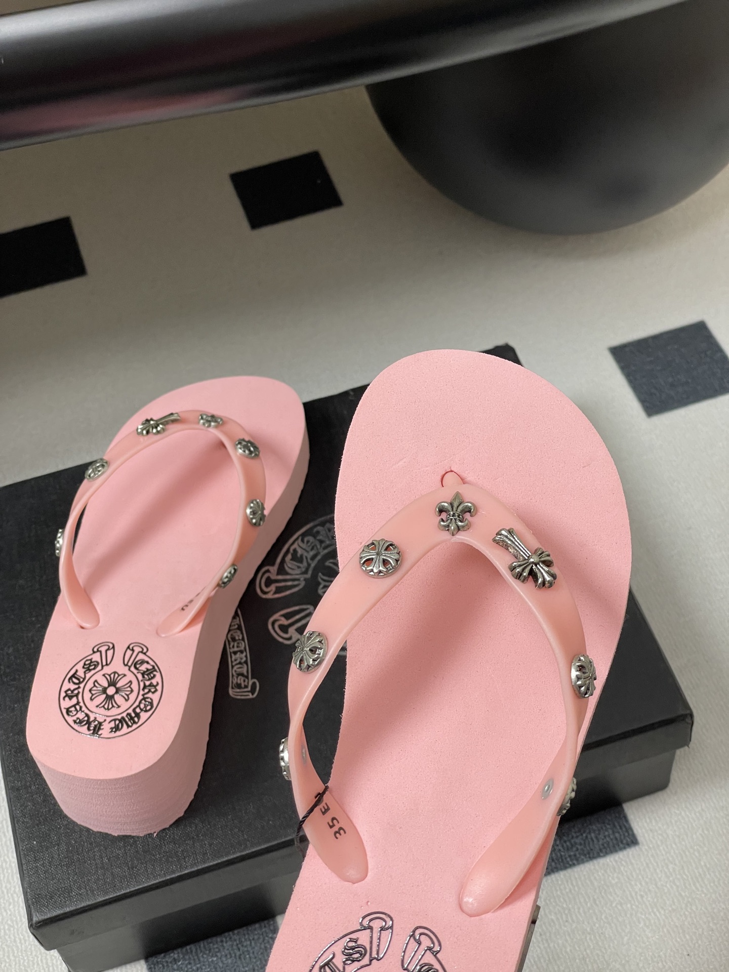 Chromehearts Punk Slippers: Y2K Style, 7cm High, Korean Version for Lazy Summer. - 图片 9