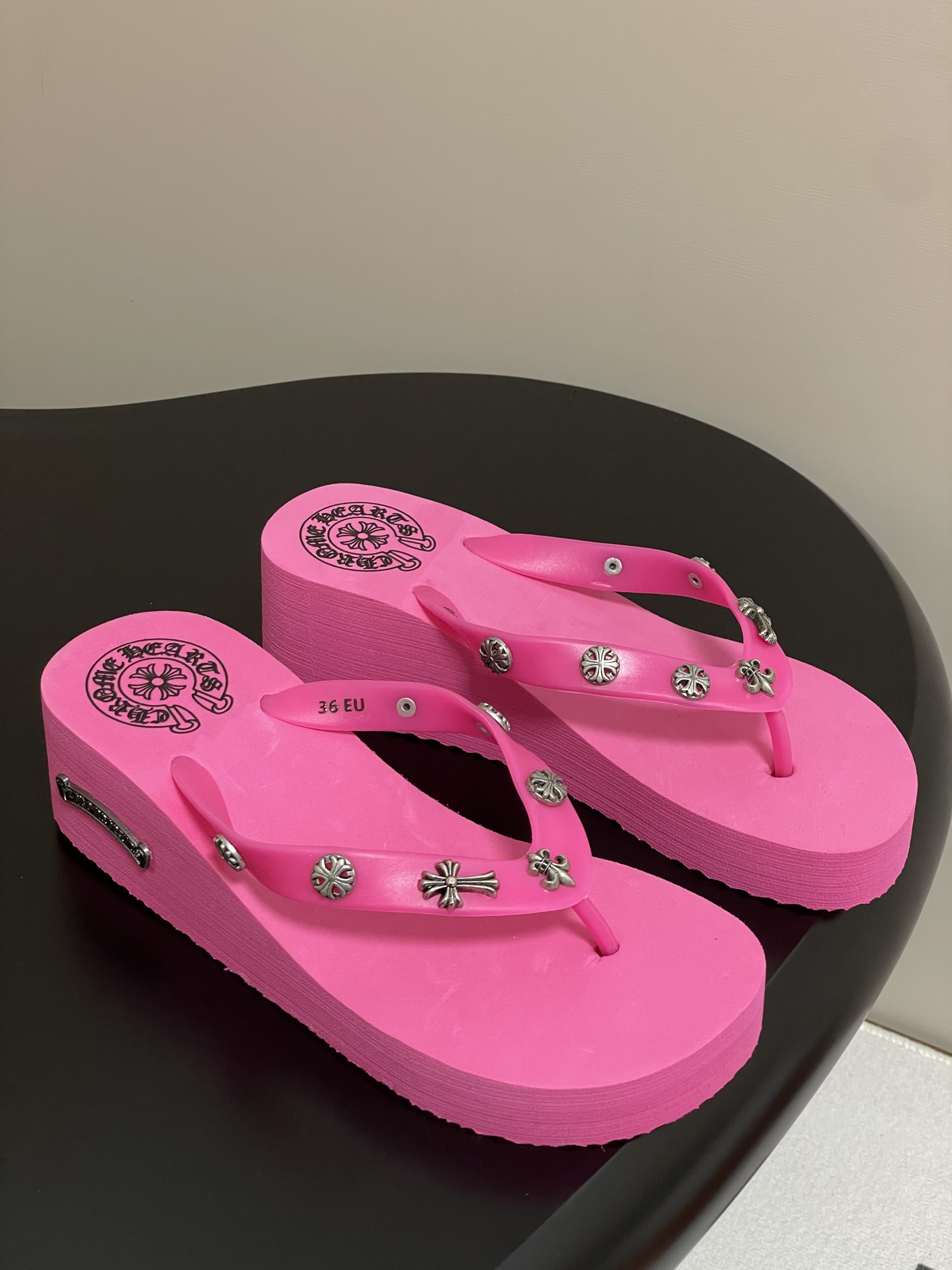 Chromehearts Punk Style 7cm Platform Slippers for Lazy Summer Days