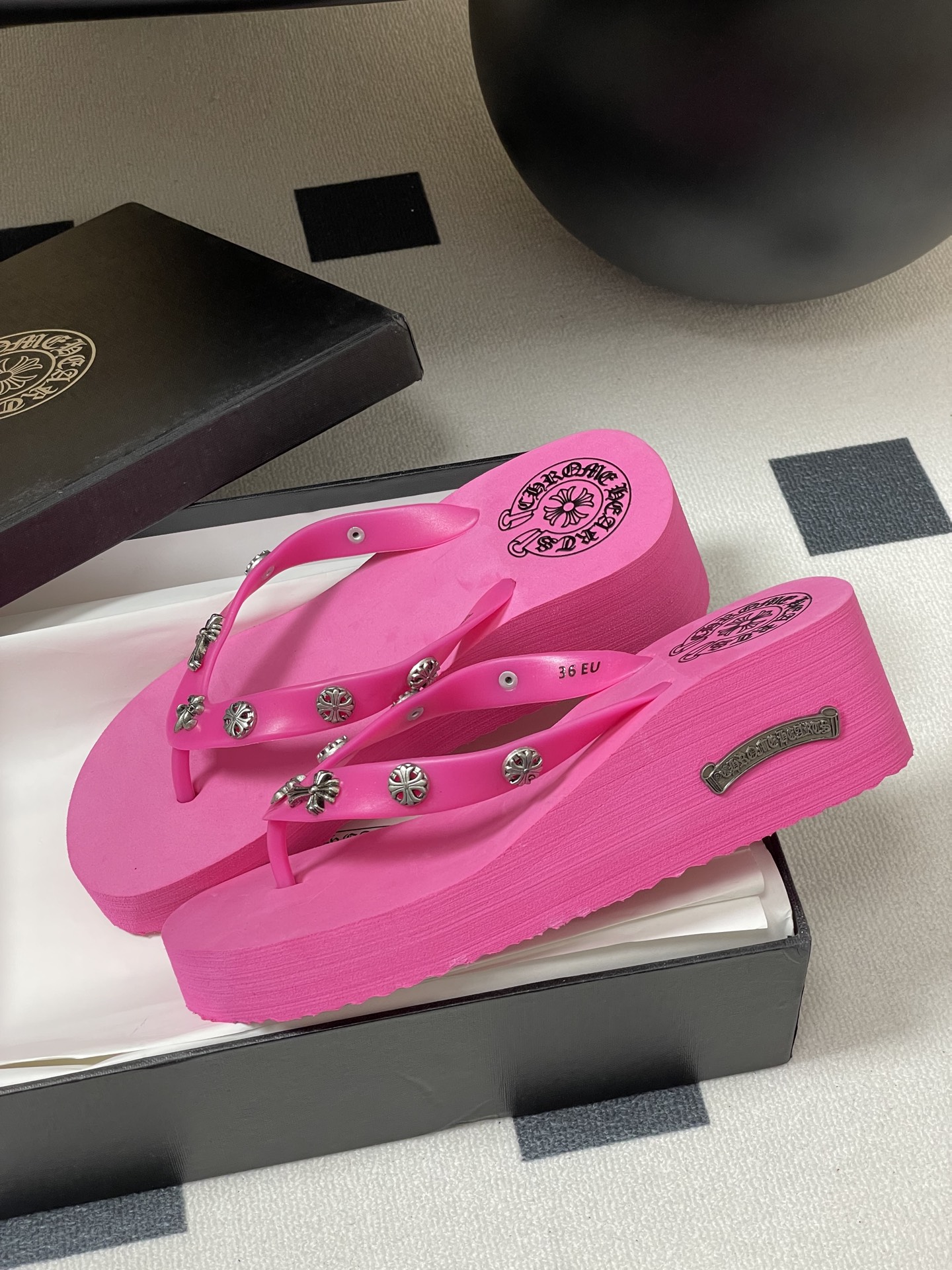 Chromehearts Punk Style 7cm Platform Slippers for Lazy Summer Days - 图片 4