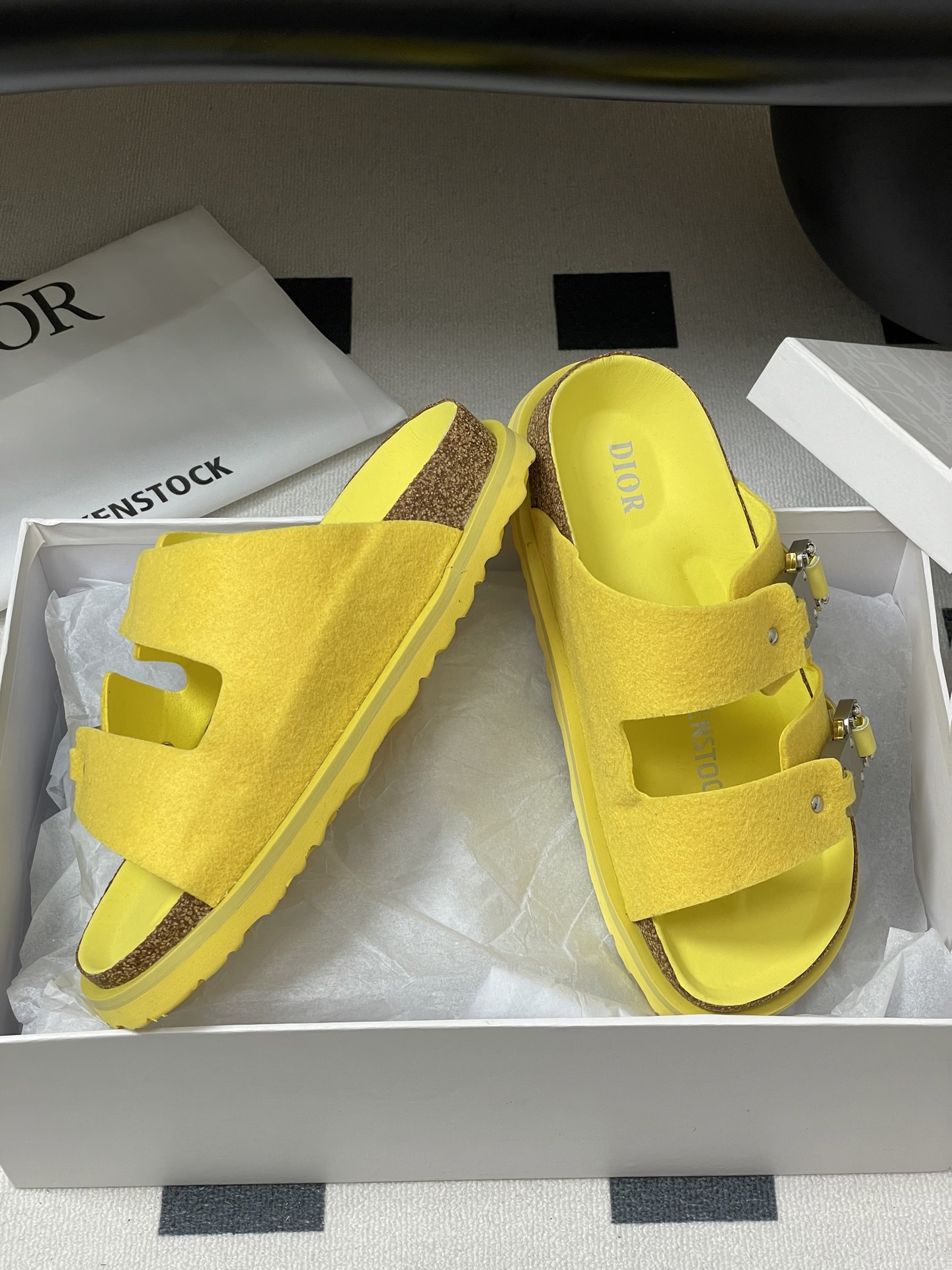 Dior x Birkenstock Milcno Yellow Sandal: Premium Leather, Adjustable Fit 7 i1747600066356 513 0 7