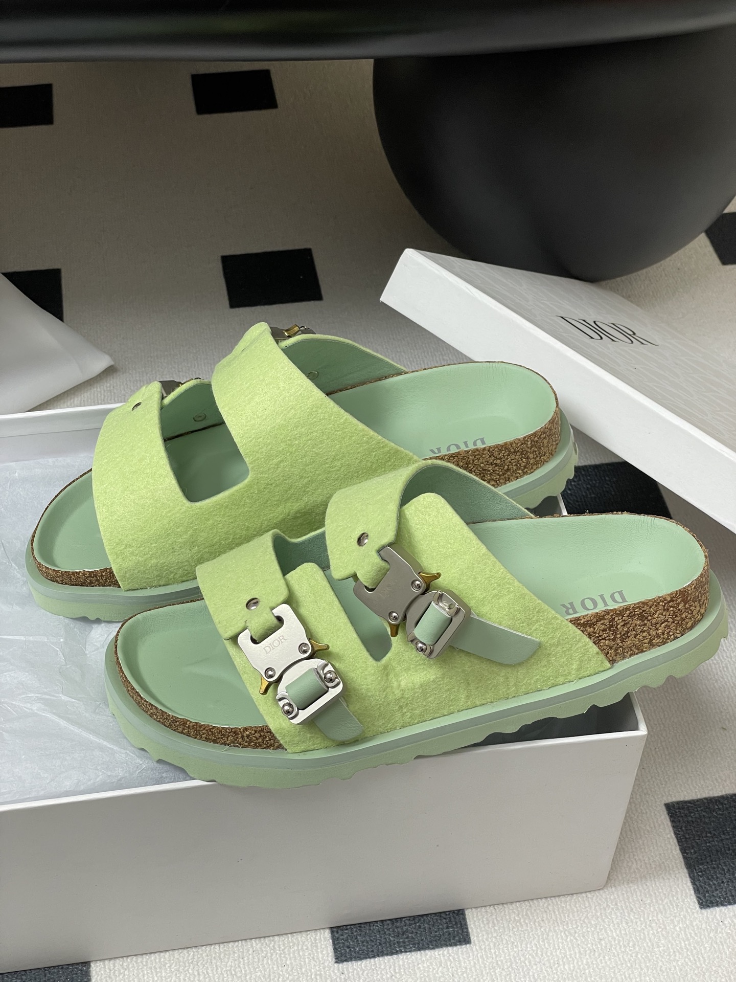 Dior x Birkenstock Mint Green Wool Felt Sandals Slides Unisex 5 i1747600245258 3136 0 4