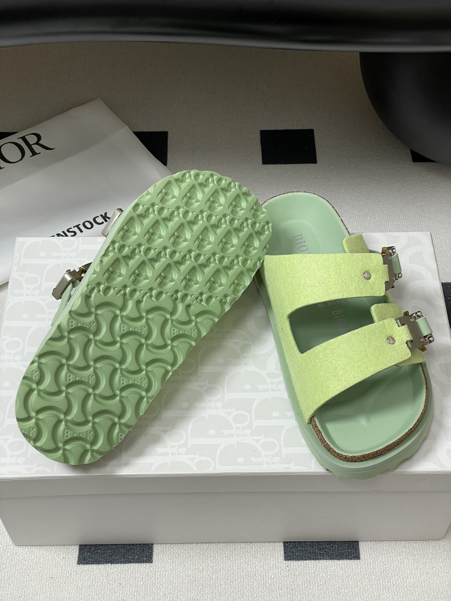 Dior x Birkenstock Mint Green Wool Felt Sandals Slides Unisex 9 i1747600245530 9040 0 2