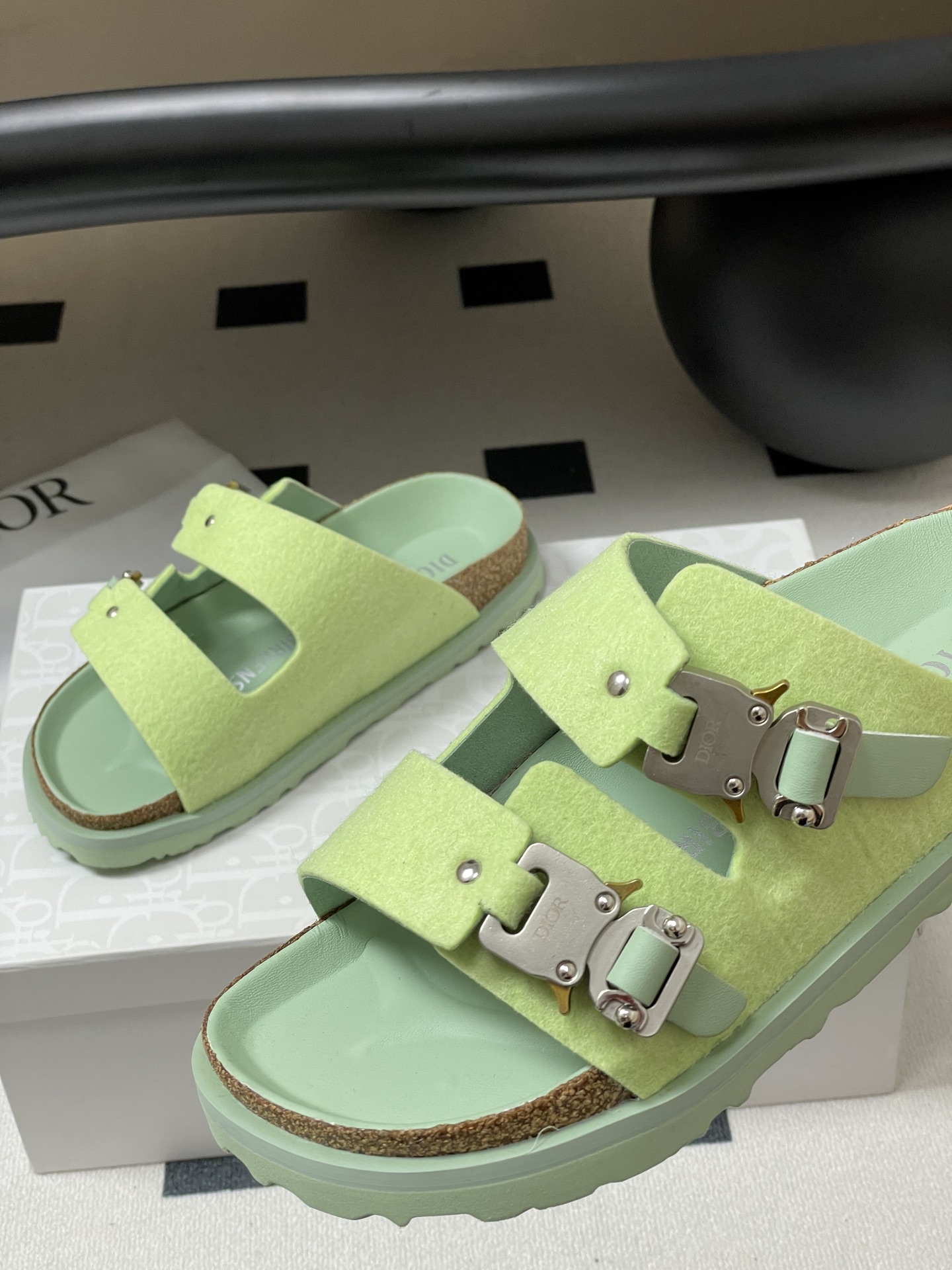 Dior x Birkenstock Mint Green Wool Felt Sandals Slides Unisex 10 i1747600257844 2568 0 3