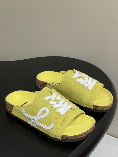 Loewe Birkenstock-Style Slides in Yellow Suede with Lace-Up Detail 1 Loewe Birkenstock-Style Slides in Yellow Suede with Lace-Up Detail