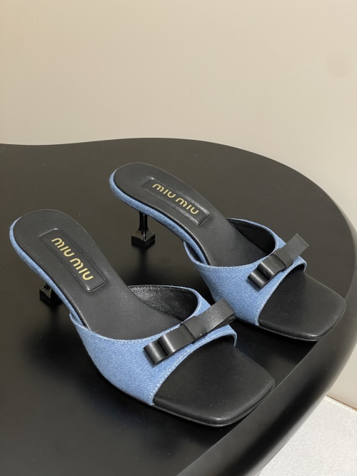 Miu Miuu Bow Kitten Heel Sandals, Denim Summer Slides, Women's Size 35-39 1 Miu Miuu Bow Kitten Heel Sandals, Denim Summer Slides, Women's Size 35-39
