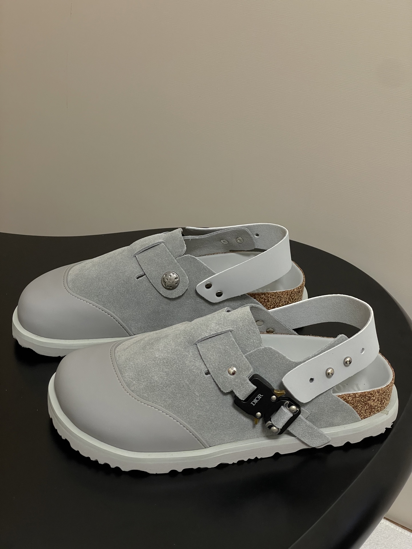 Dior x Birkenstock Milcno Sandals - Gray Leather Mules, Adjustable Back Strap 3 i1750194715158 4133 0 1