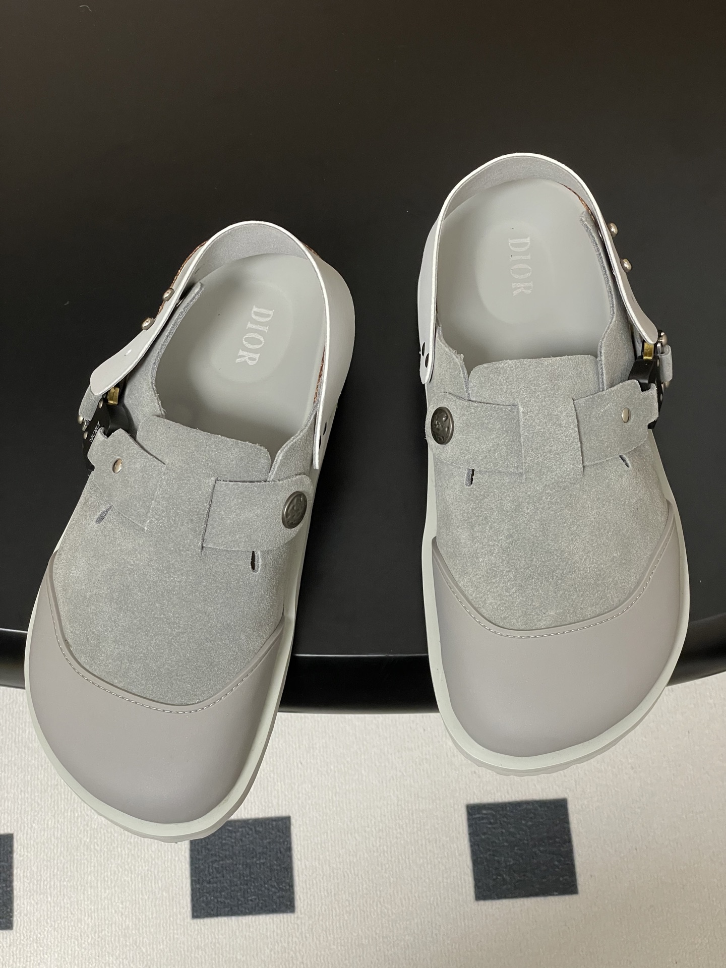 Dior x Birkenstock Milcno Sandals - Gray Leather Mules, Adjustable Back Strap 2 i1750194728742 1443 0 8