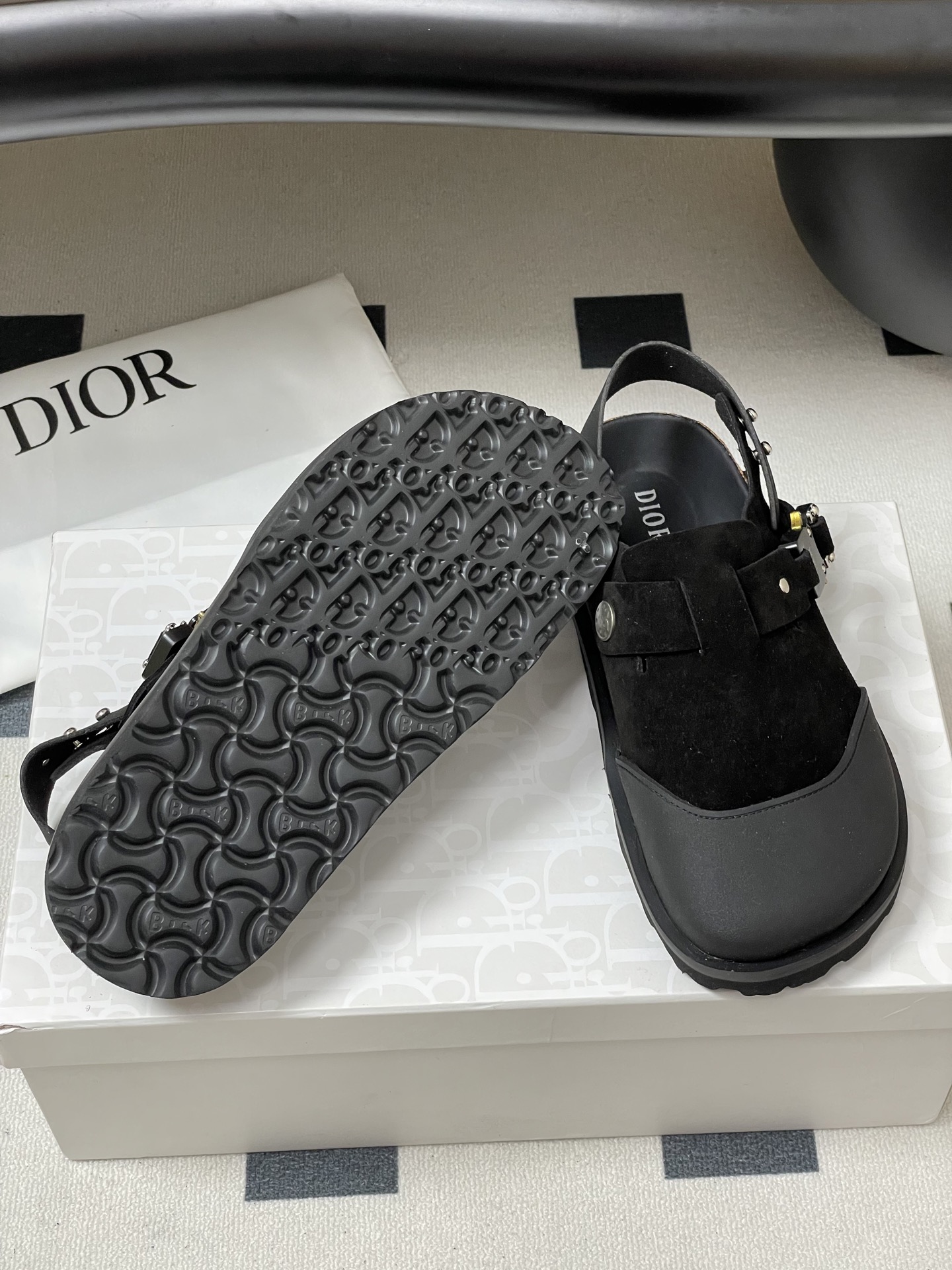 Dior x Birkenstock Milano Sandals Mules Slides, Black Leather, Unisex 9 i1750194748355 8333 0 4