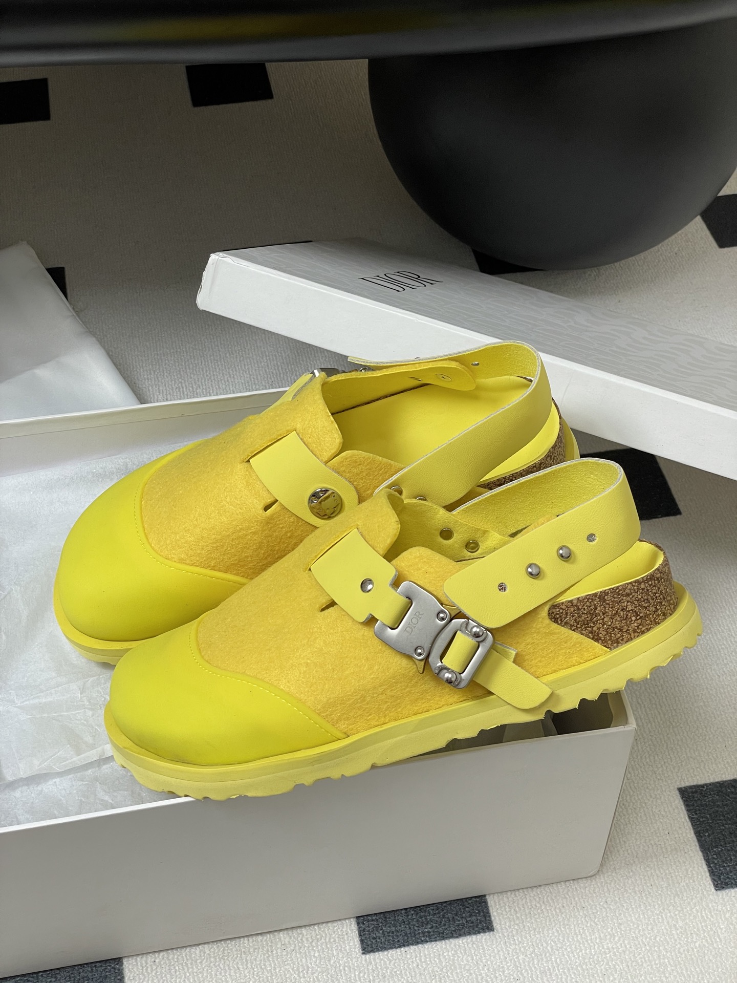 Dior x Birkenstock Milcno Yellow Leather Sandals Slides Mules Shoes 5 i1750194833799 7193 0 3