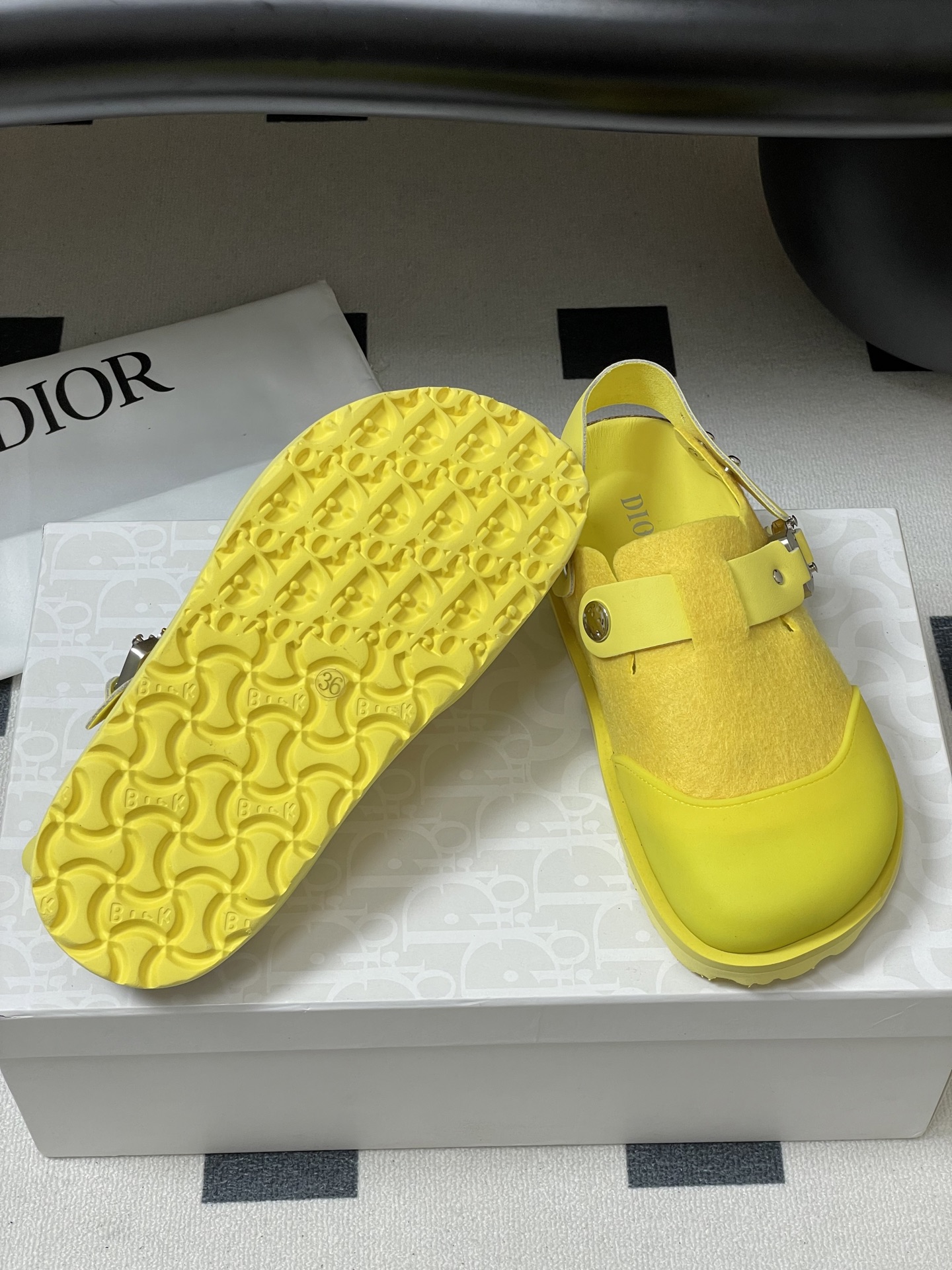 Dior x Birkenstock Milcno Yellow Leather Sandals Slides Mules Shoes 9 i1750194833973 1158 0 7