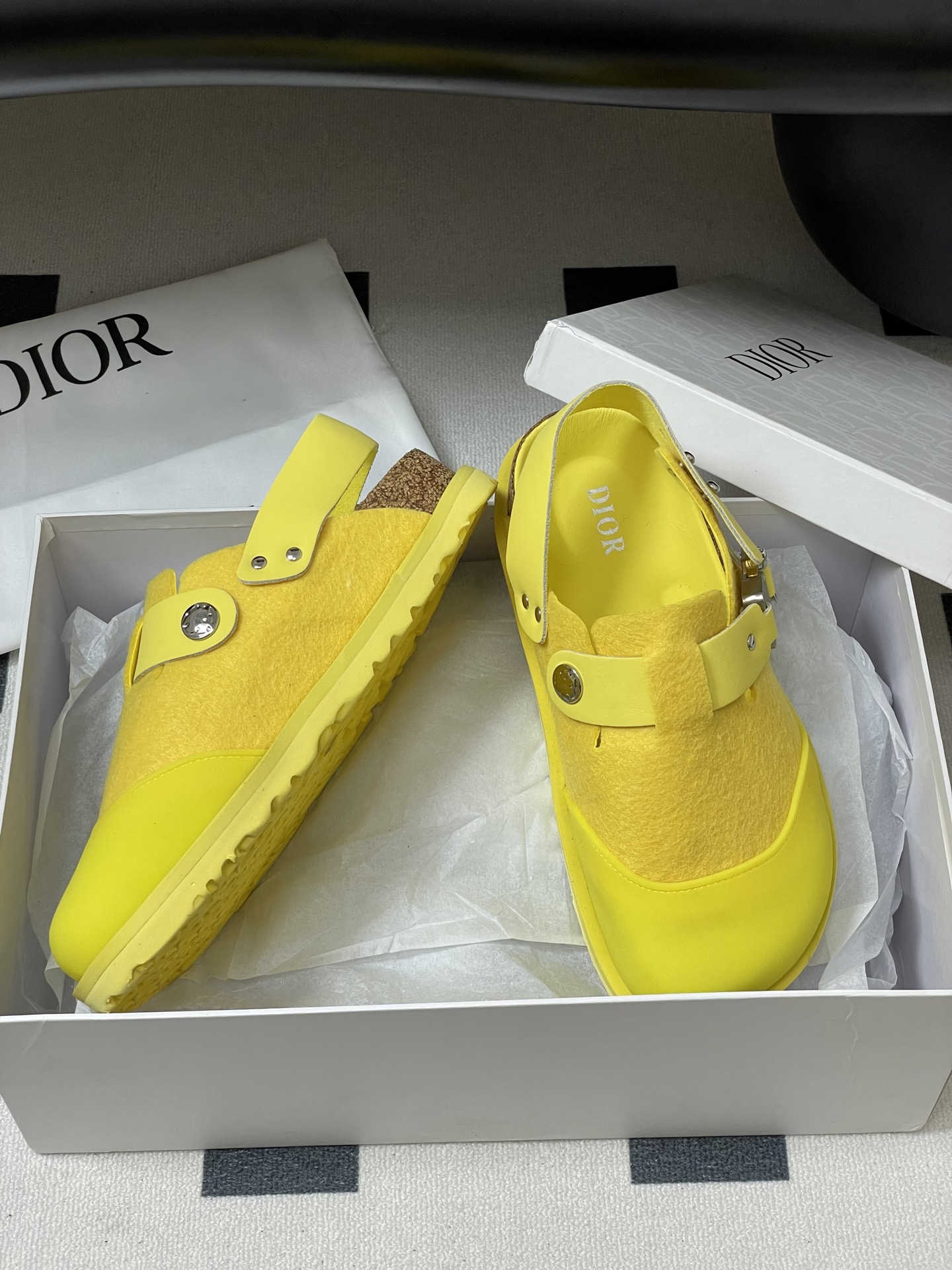 Dior x Birkenstock Milcno Yellow Leather Sandals Slides Mules Shoes 7 i1750194838503 8704 0 4