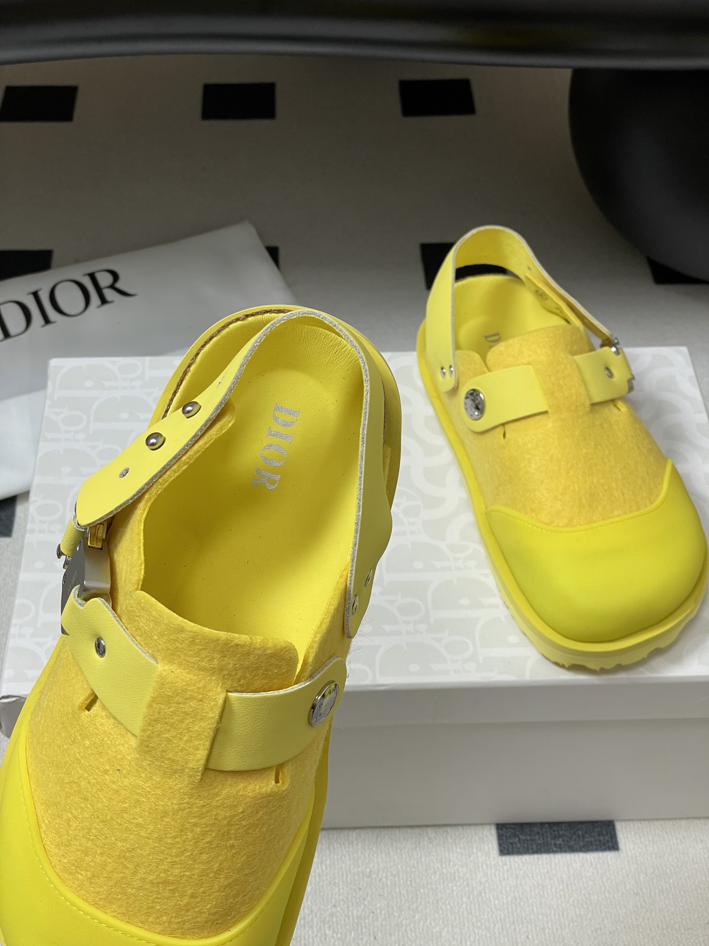 Dior x Birkenstock Milcno Yellow Leather Sandals Slides Mules Shoes 8 i1750194838670 1445 0 6