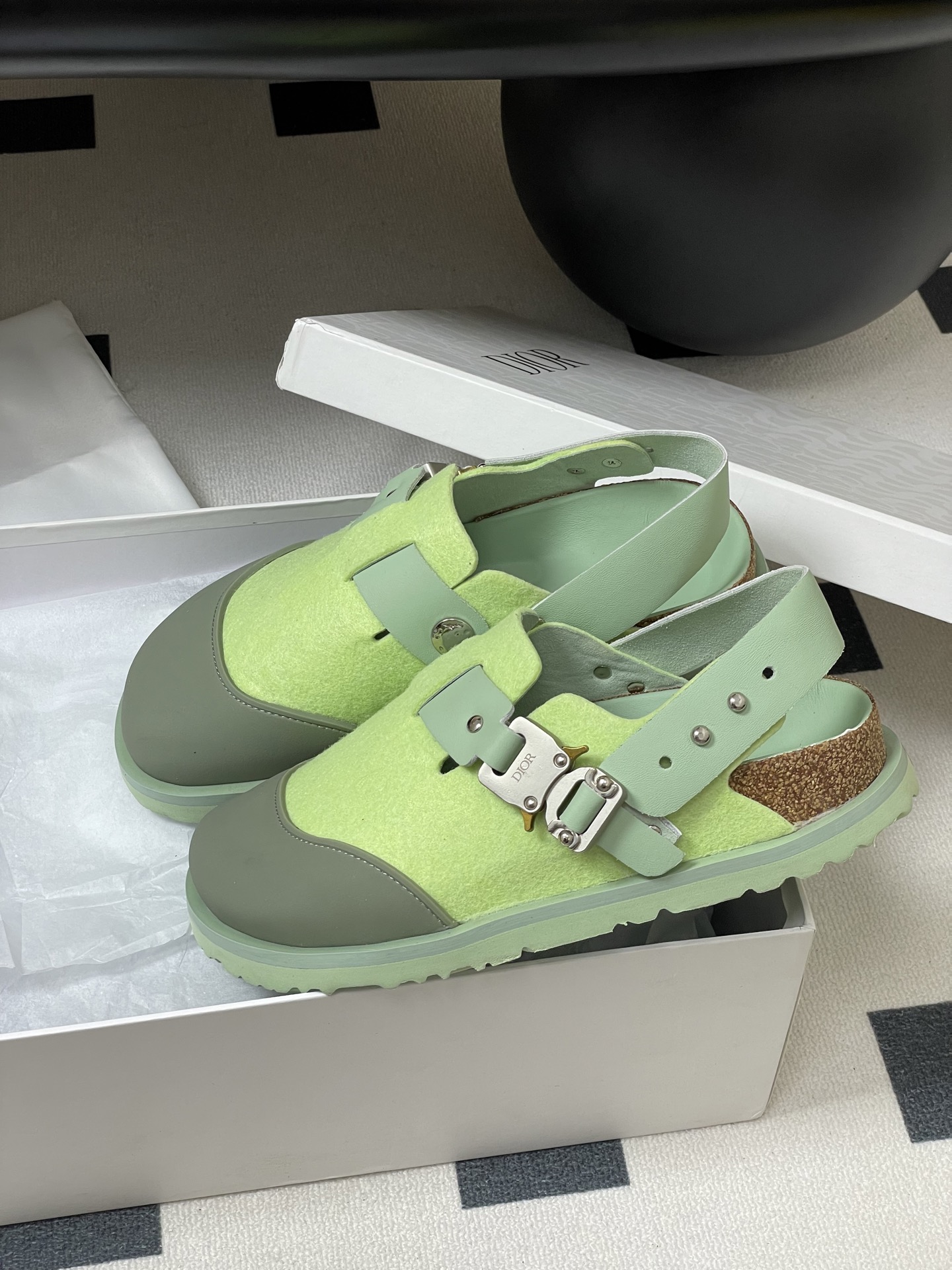 Dior x Birkenstock Milcno Sandals - Premium Leather & Wool, Adjustable Straps 5 i1750194853457 3650 0 4