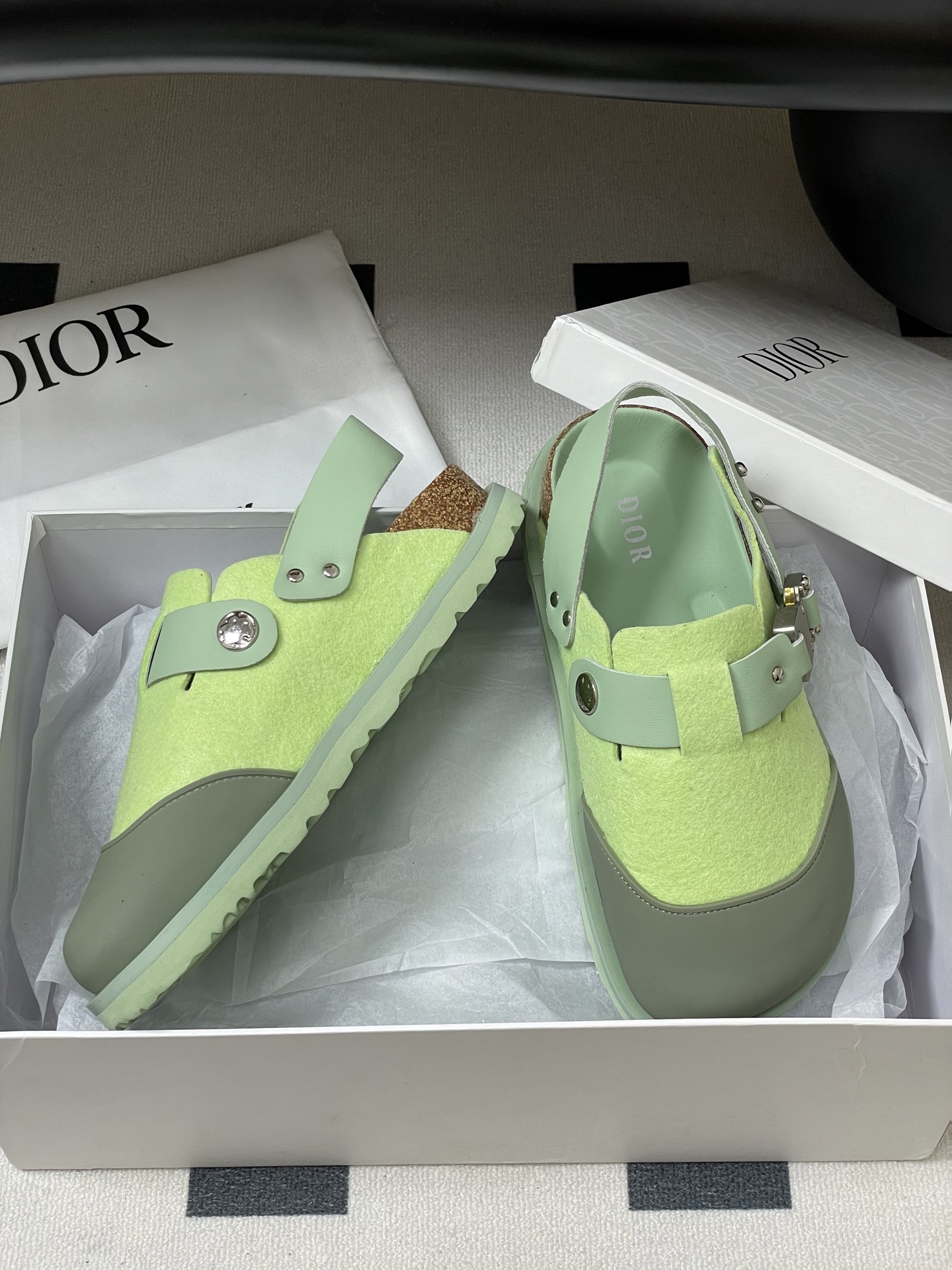 Dior x Birkenstock Milcno Sandals - Premium Leather & Wool, Adjustable Straps 7 i1750194853515 2130 0 5