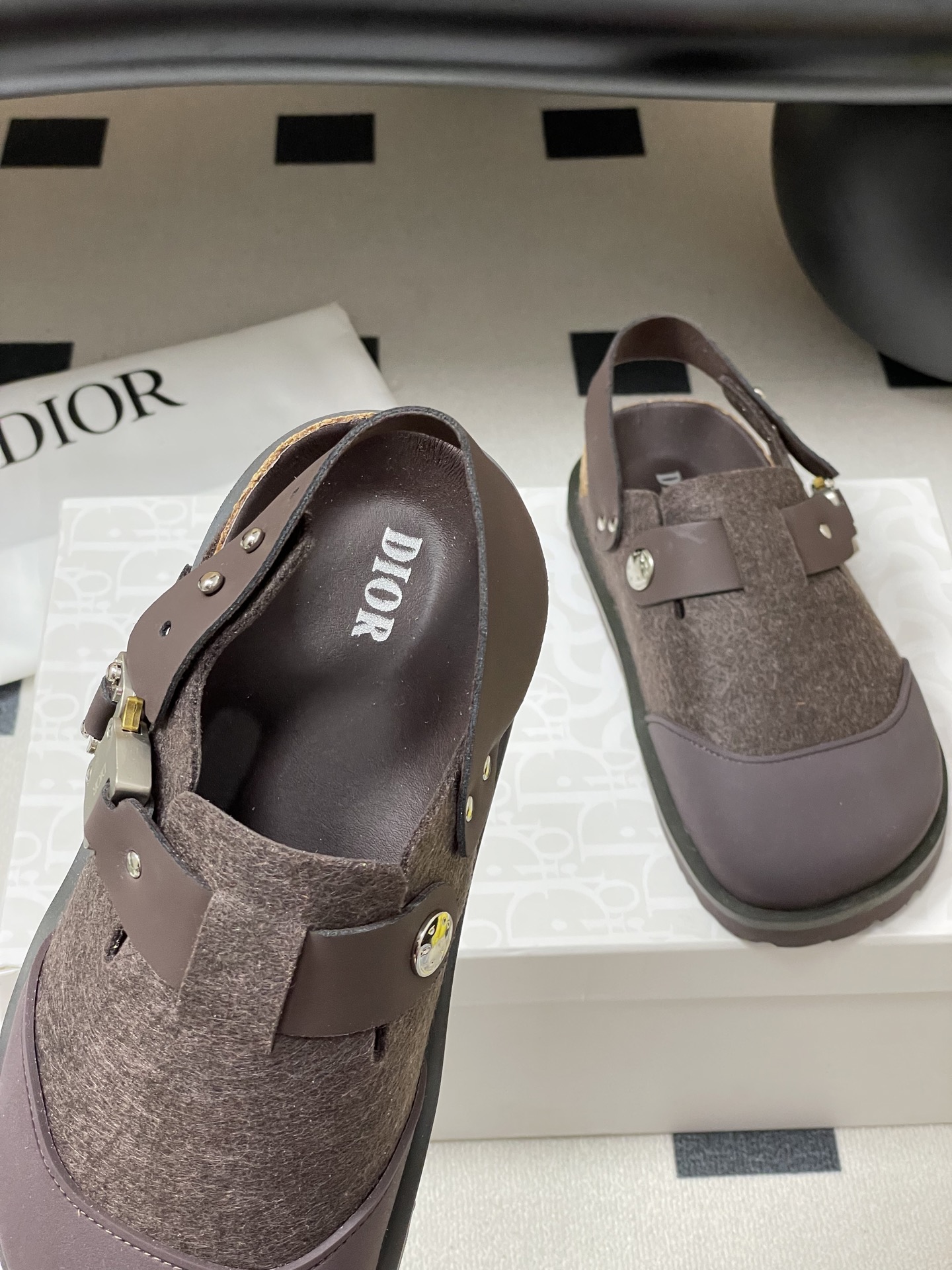 Dior x Birkenstock Milcno Sandals - Leather & Wool, Adjustable Straps 8 i1750194876249 5033 0 1