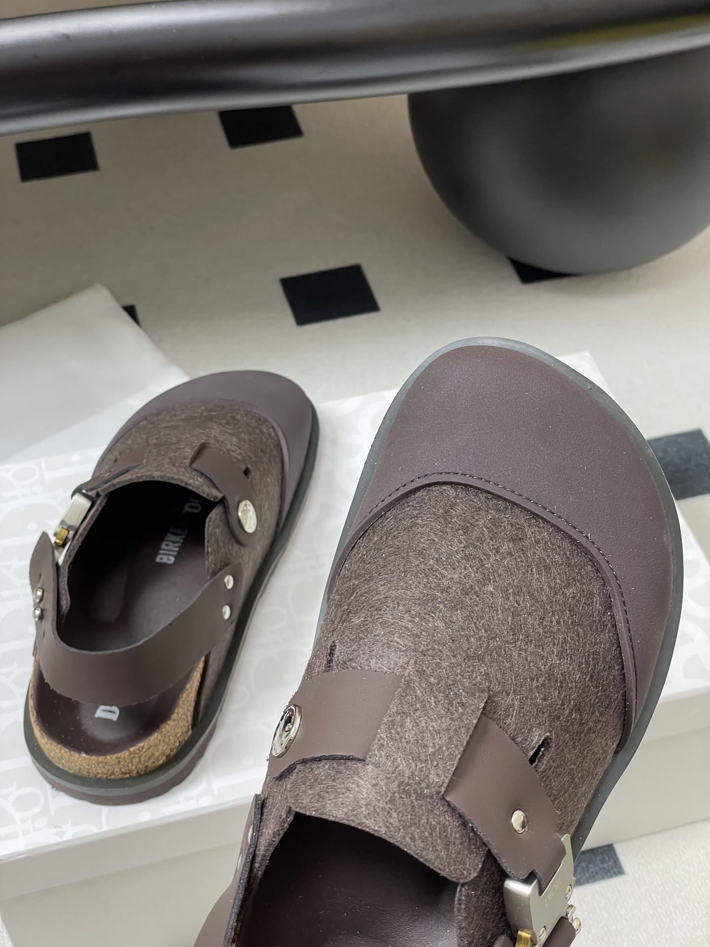 Dior x Birkenstock Milcno Sandals - Leather & Wool, Adjustable Straps 10 i1750194876382 4267 0 3