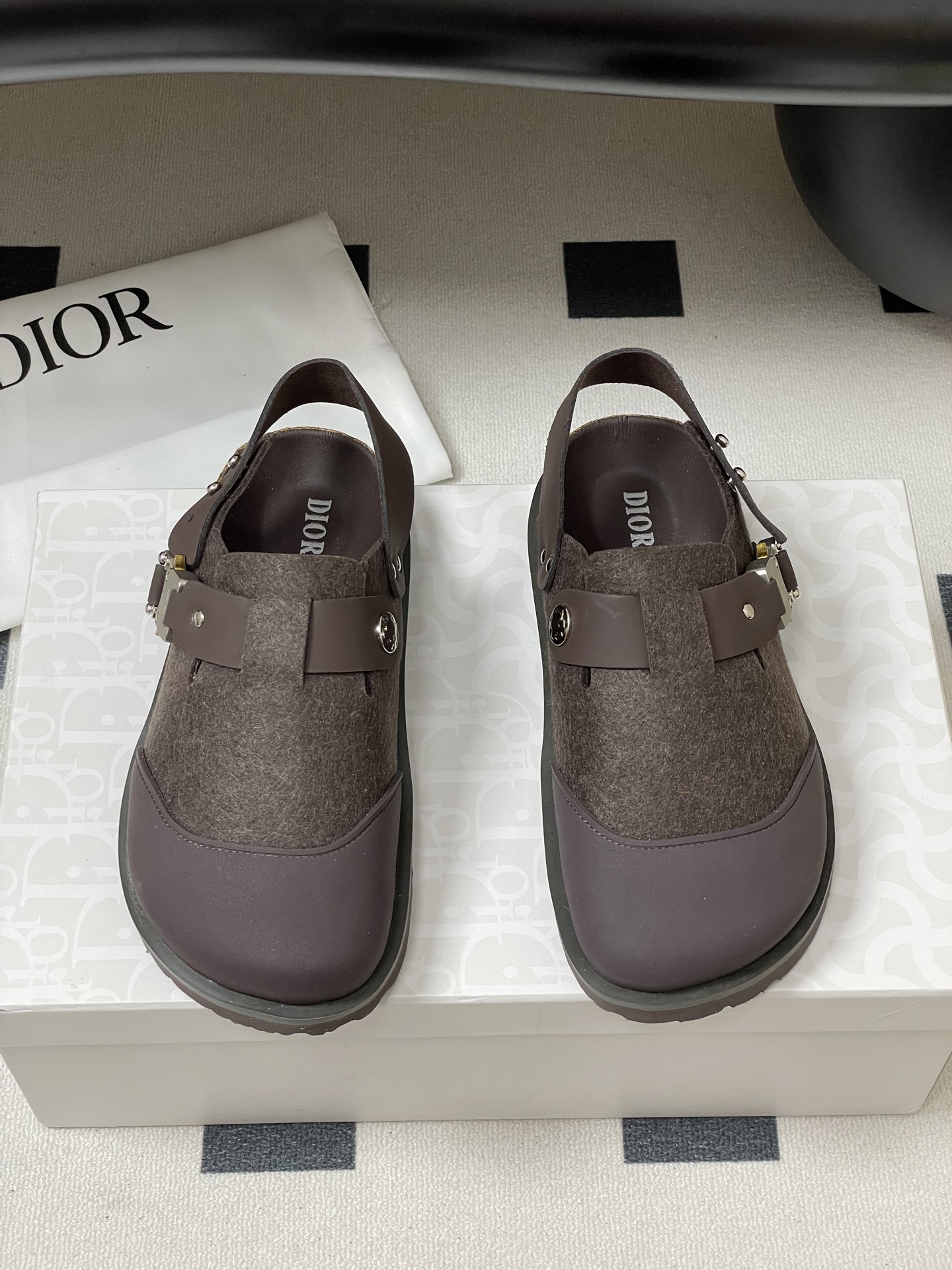 Dior x Birkenstock Milcno Sandals - Leather & Wool, Adjustable Straps 6 i1750194877938 1687 0 0
