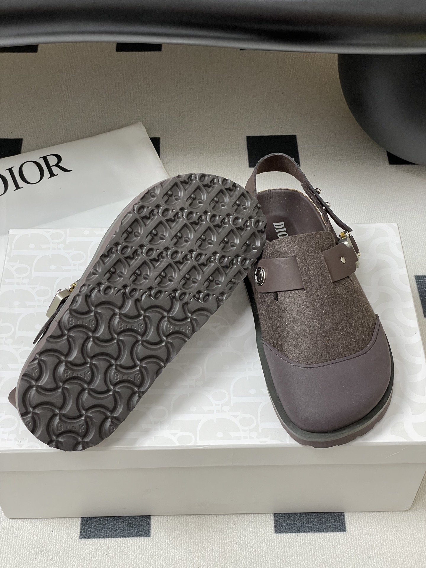 Dior x Birkenstock Milcno Sandals - Leather & Wool, Adjustable Straps 9 i1750194877938 5694 0 2