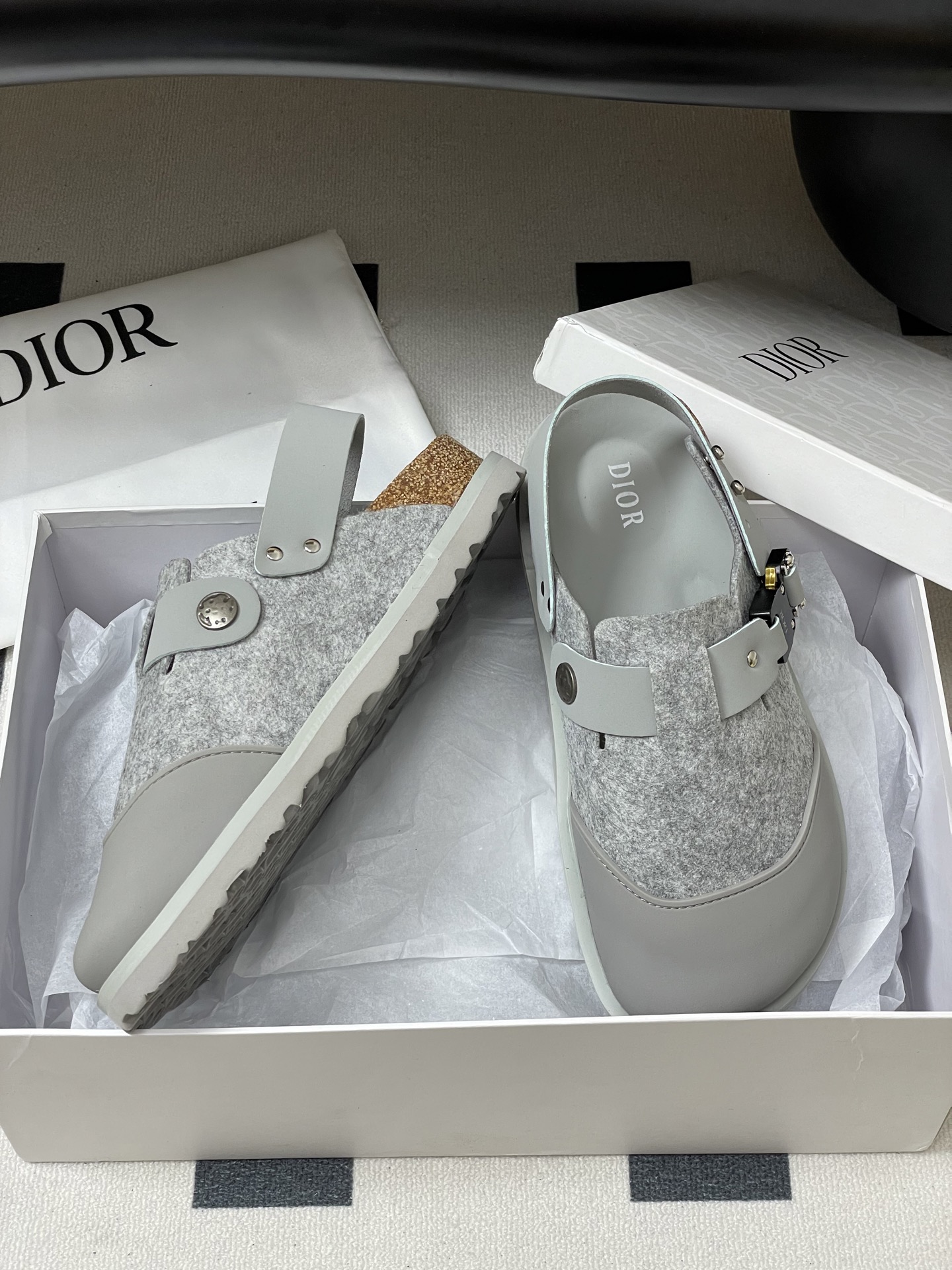 Dior x Birkenstock Milcno Sandals: Premium Leather & Wool Blend, Adjustable Fit 6 i1750194898453 3800 0 5
