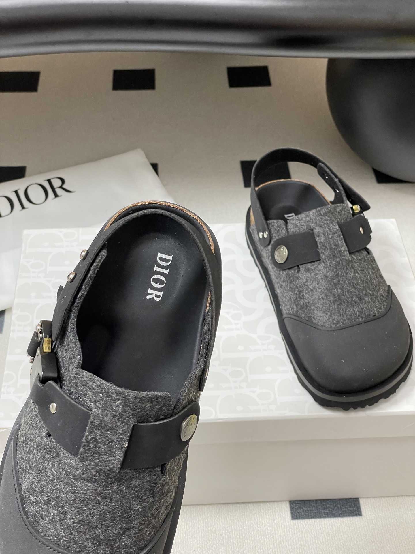 Dior x Birkenstock Milano Sandals - Premium Leather & Wool, Adjustable Fit 7 i1750194917692 2240 0 3