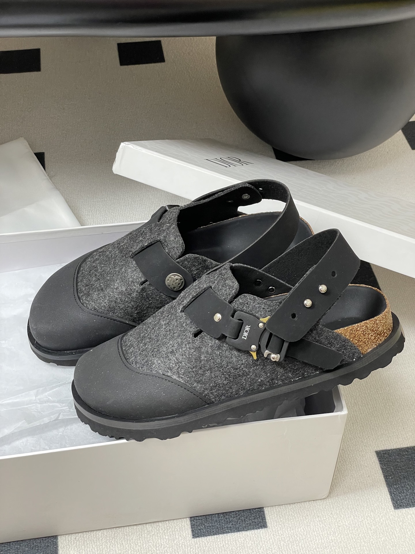 Dior x Birkenstock Milano Sandals - Premium Leather & Wool, Adjustable Fit 4 i1750194917839 701 0 0