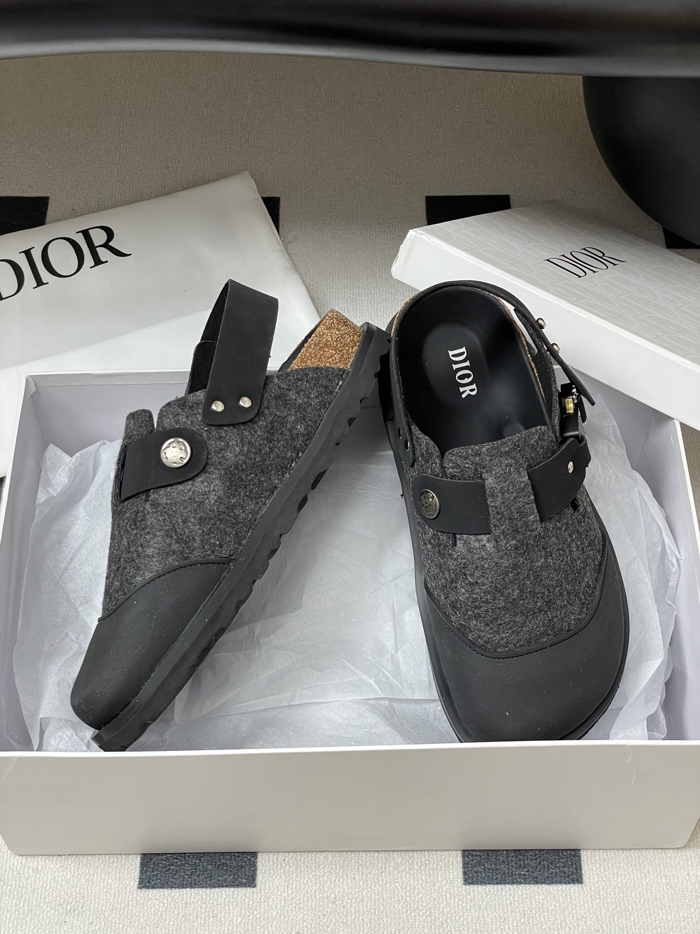 Dior x Birkenstock Milano Sandals - Premium Leather & Wool, Adjustable Fit 6 i1750194919415 3137 0 1
