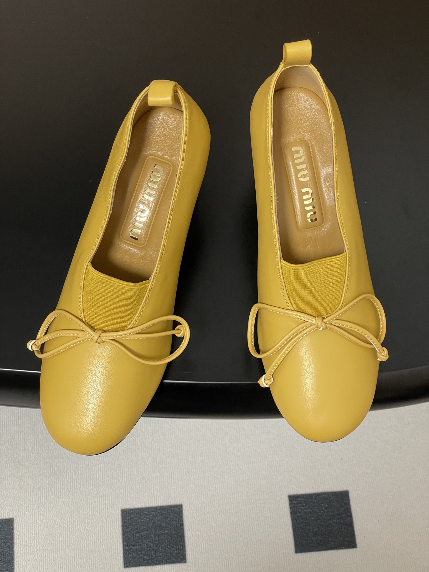 Miu Miu Women's Yellow Leather Block Heel Pumps with Bow Detail 3 i1750194993057 7021 0 2