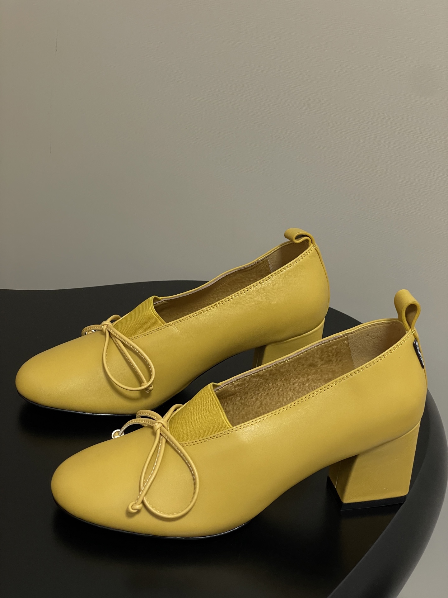 Miu Miu Women's Yellow Leather Block Heel Pumps with Bow Detail 4 i1750194994926 4404 0 1