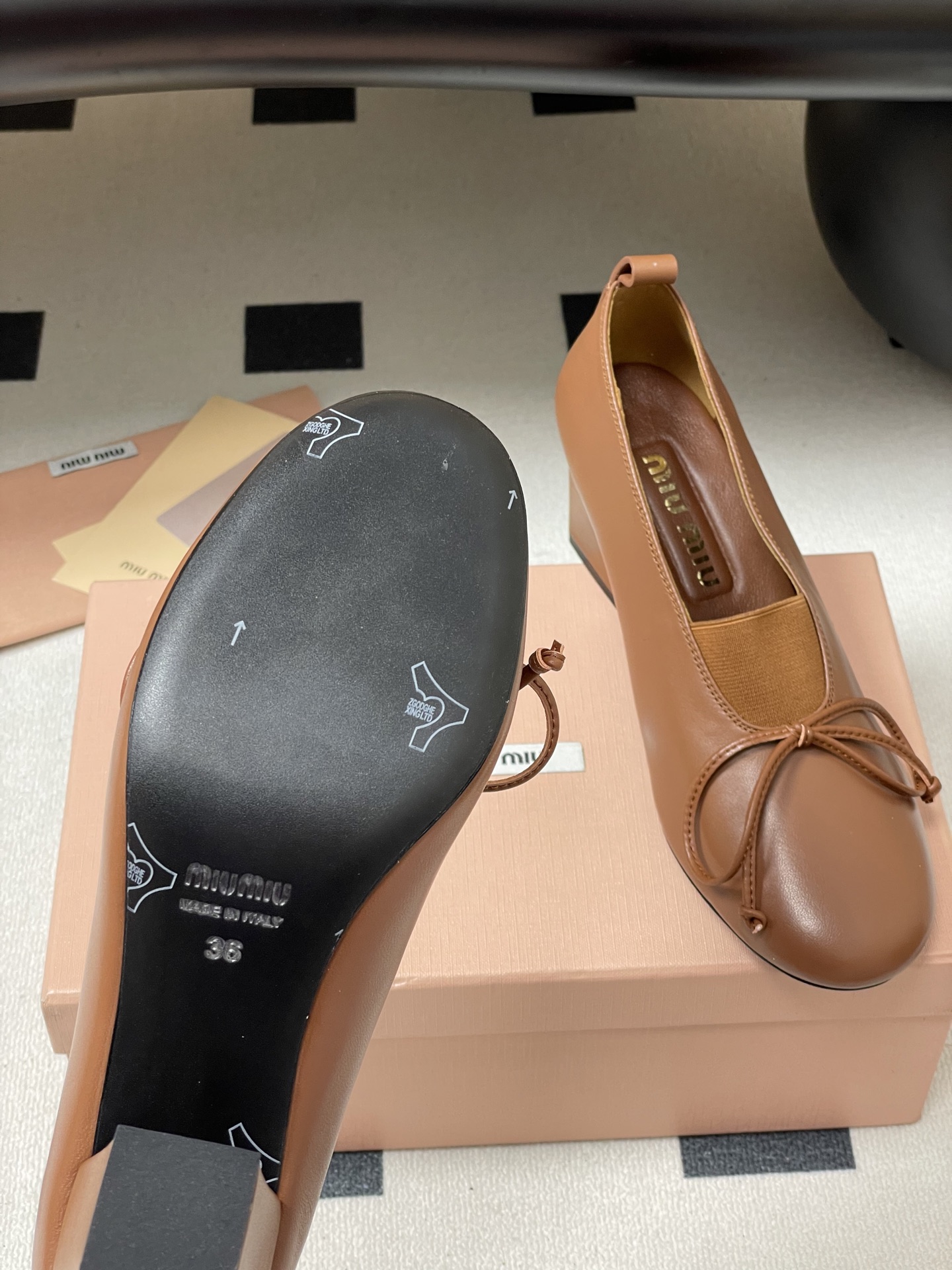 Miu Miu Leather Block Heel Pumps with Bow Detail, Mary Jane Style, Women Shoes 8 i1750195010786 5005 0 4