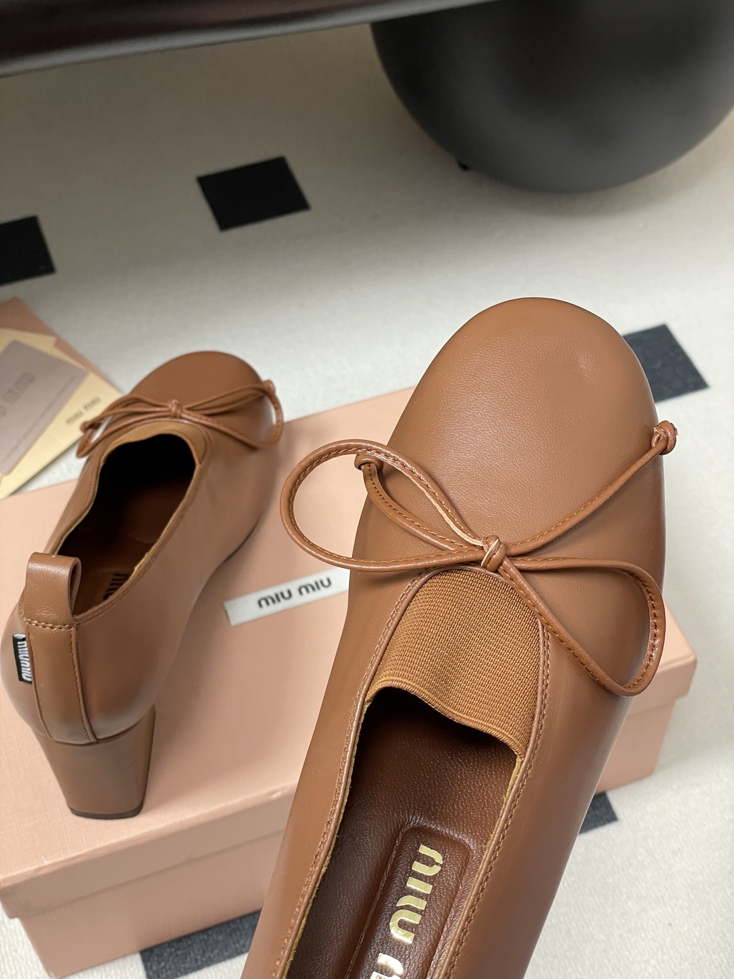 Miu Miu Leather Block Heel Pumps with Bow Detail, Mary Jane Style, Women Shoes 9 i1750195012769 9345 0 5