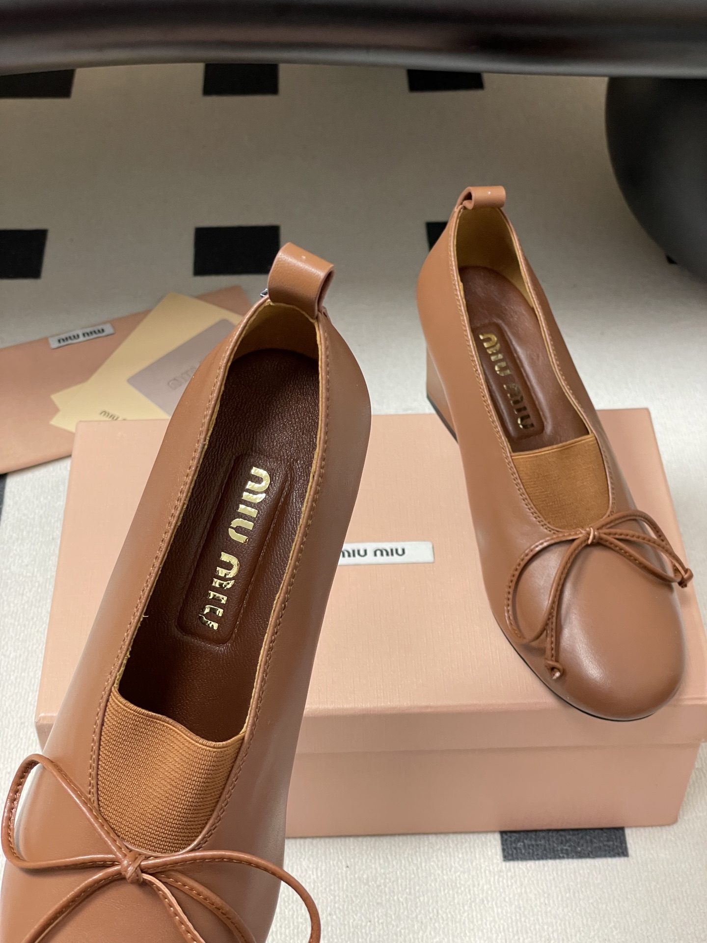 Miu Miu Leather Block Heel Pumps with Bow Detail, Mary Jane Style, Women Shoes 7 i1750195012871 4597 0 3