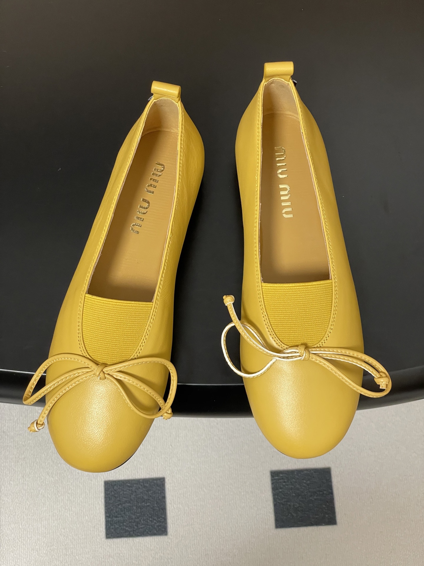 Miu Miu Women's Yellow Leather Ballerinas with Bow Accent, Sizes 35-39 2 i1750195114005 4189 0 2