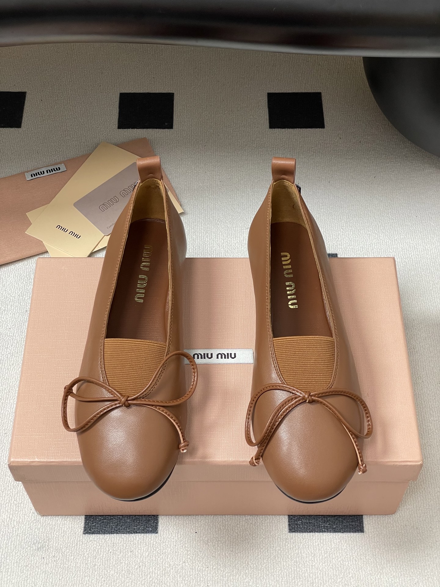 Miu Miu Women's Leather Ballerina Flats with Bow Accent - Chic and Comfortable 5 i1750195130587 7870 0 2