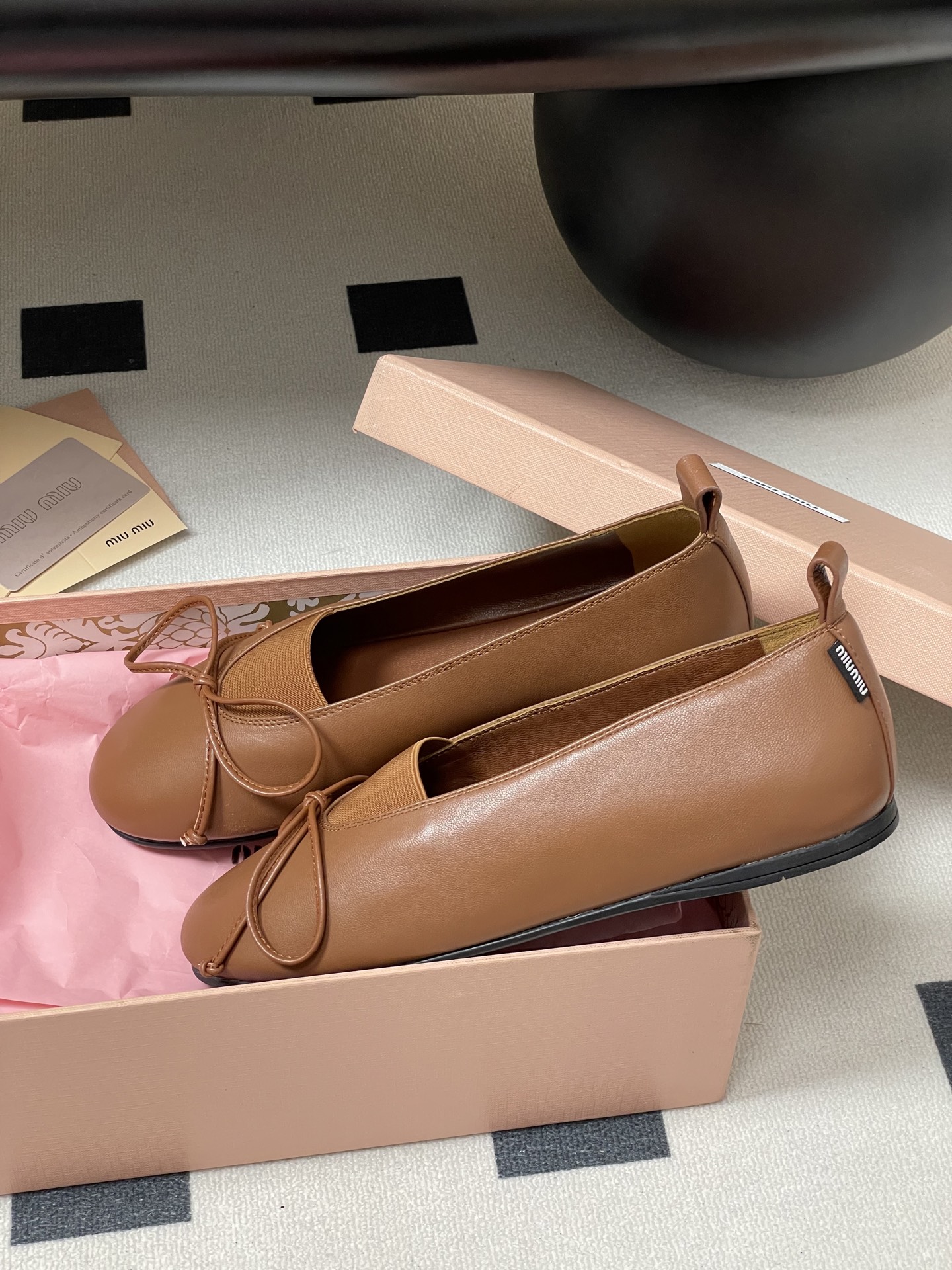 Miu Miu Women's Leather Ballerina Flats with Bow Accent - Chic and Comfortable 4 i1750195130601 578 0 0