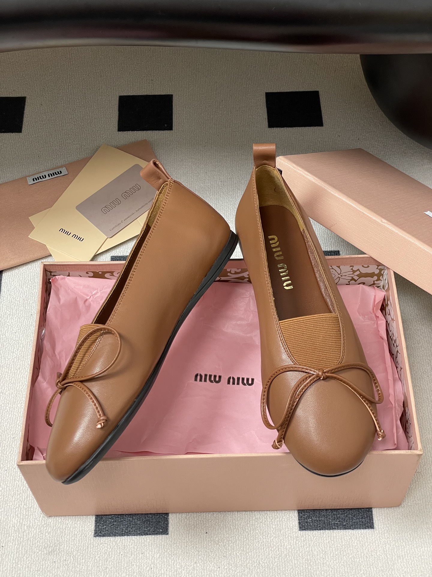 Miu Miu Women's Leather Ballerina Flats with Bow Accent - Chic and Comfortable 6 i1750195130626 9835 0 1