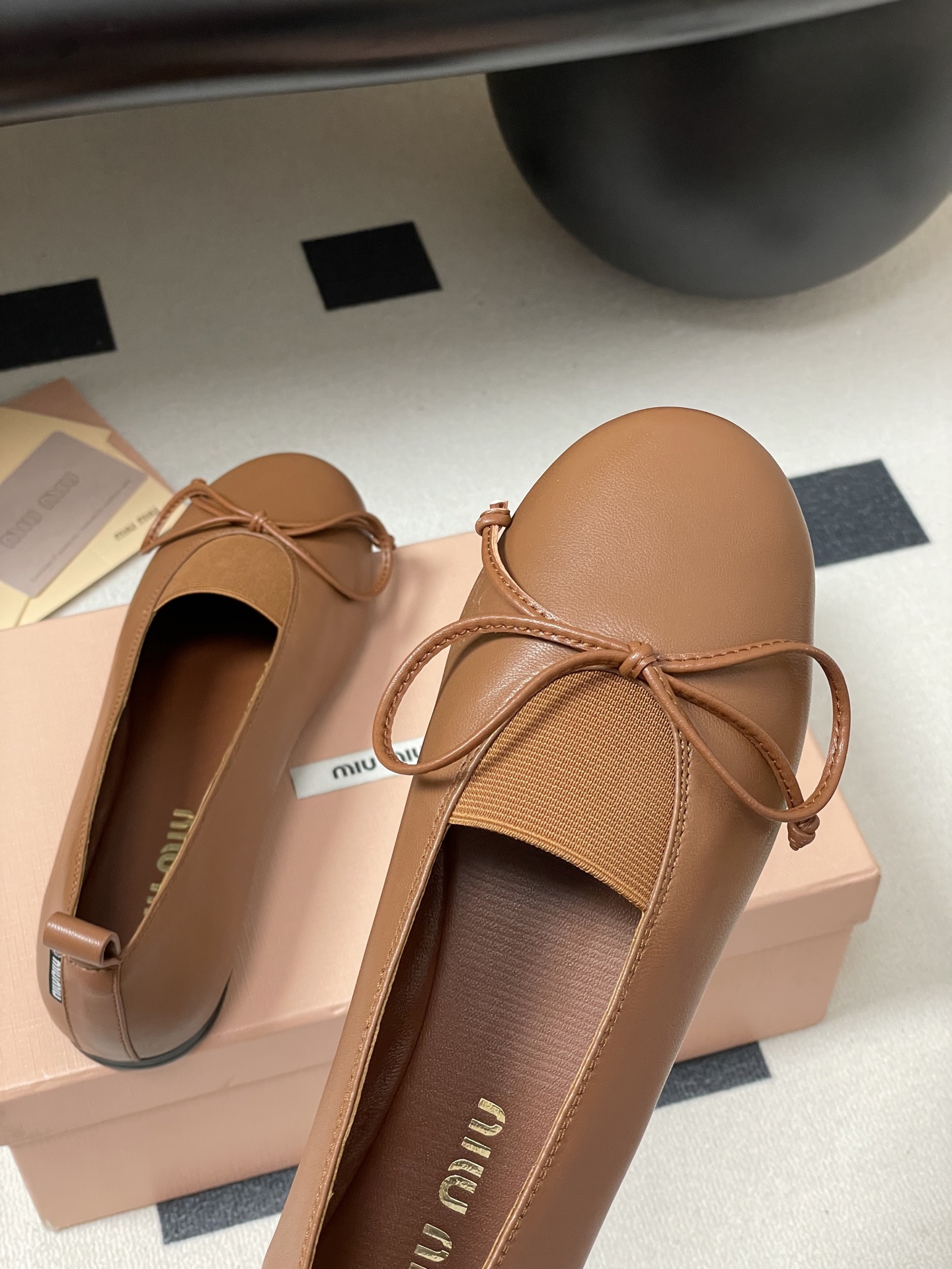 Miu Miu Women's Leather Ballerina Flats with Bow Accent - Chic and Comfortable 9 i1750195130641 4285 0 5
